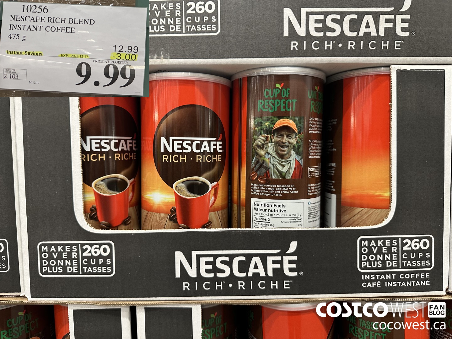 10256 NESCAFE RICH BLEND INSTANT COFFEE 475G ($3.00 INSTANT SAVINGS EXPIRES ON 2023-12-17) $9.99