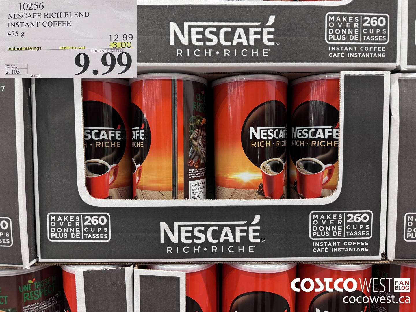 10256 NESCAFE RICH BLEND INSTANT COFFEE 475 g  ($3.00 INSTANT SAVINGS EXPIRES ON 2023-12-17) $9.99