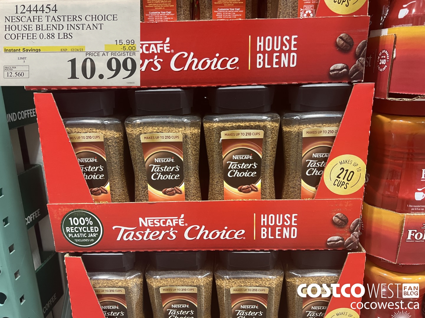 1244454 NESCAFE TASTER'S CHOICE HOUSE BLEND INSTANT COFFEE 0.88 LBS ($5.00 INSTANT SAVINGS EXPIRES ON 2023-12-24) $10.99