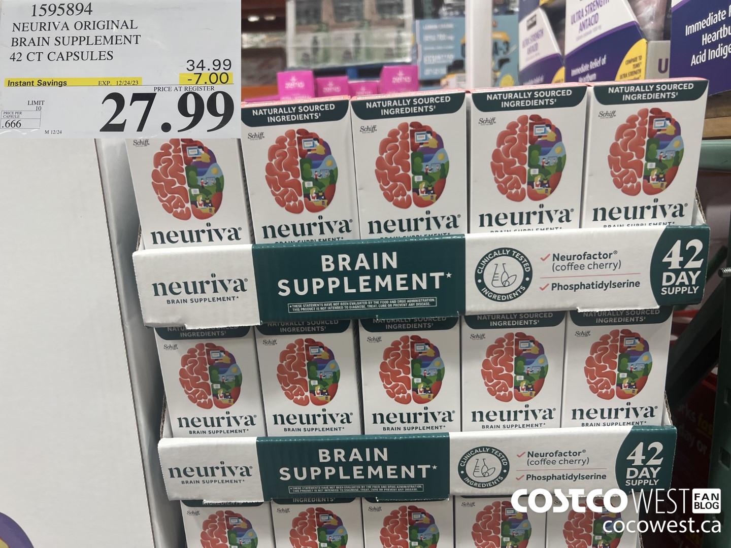 1595894 NEURIVA ORIGINAL BRAIN SUPPLEMENT 42 CT CAPSULES ($7.00 INSTANT SAVINGS EXPIRES ON 2023-12-24) $27.99