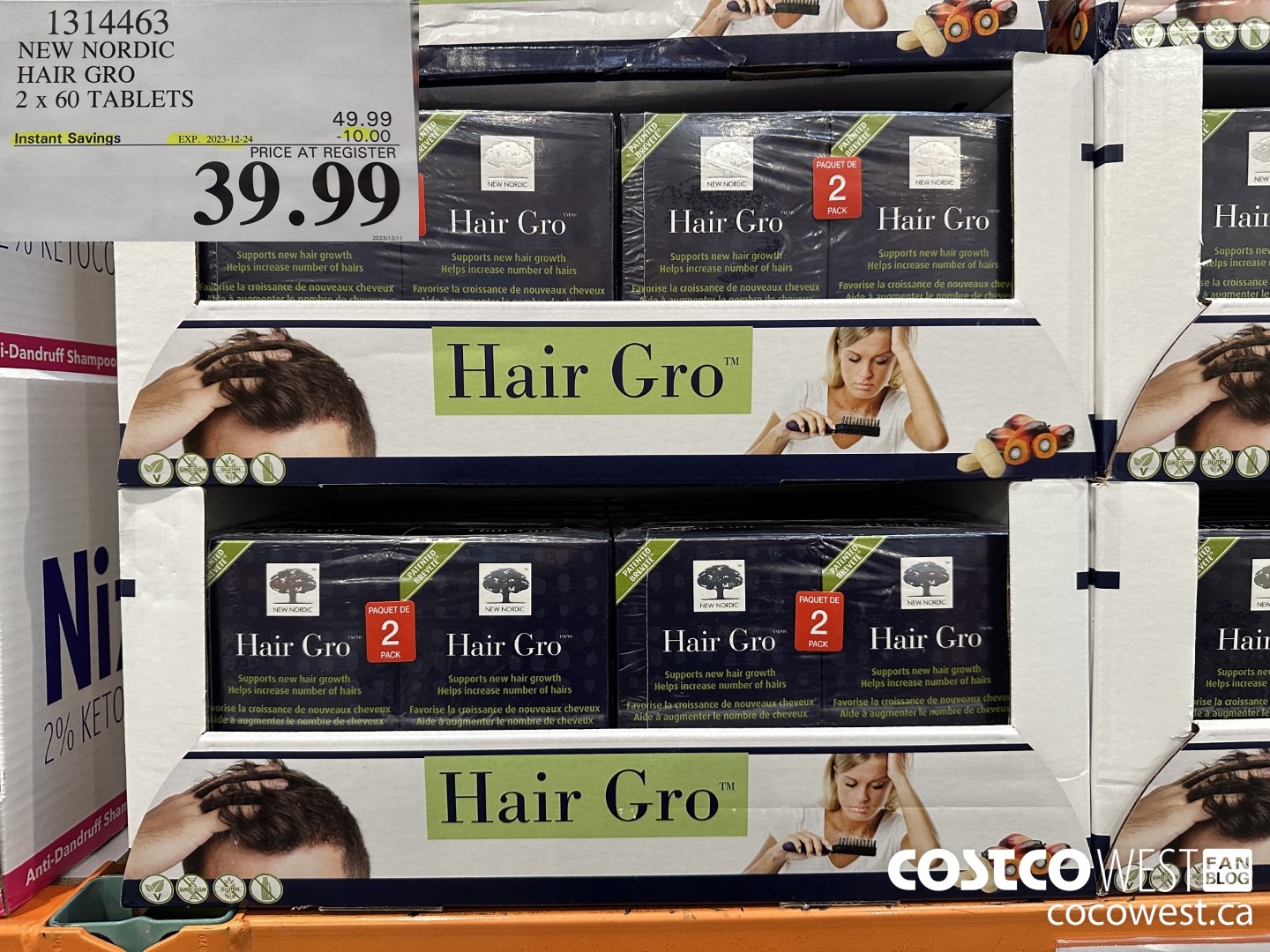 1314463 NEW NORDIC HAIR GRO 2 X 60 TABLETS ($10.00 INSTANT SAVINGS EXPIRES ON 2023-12-24) $39.99