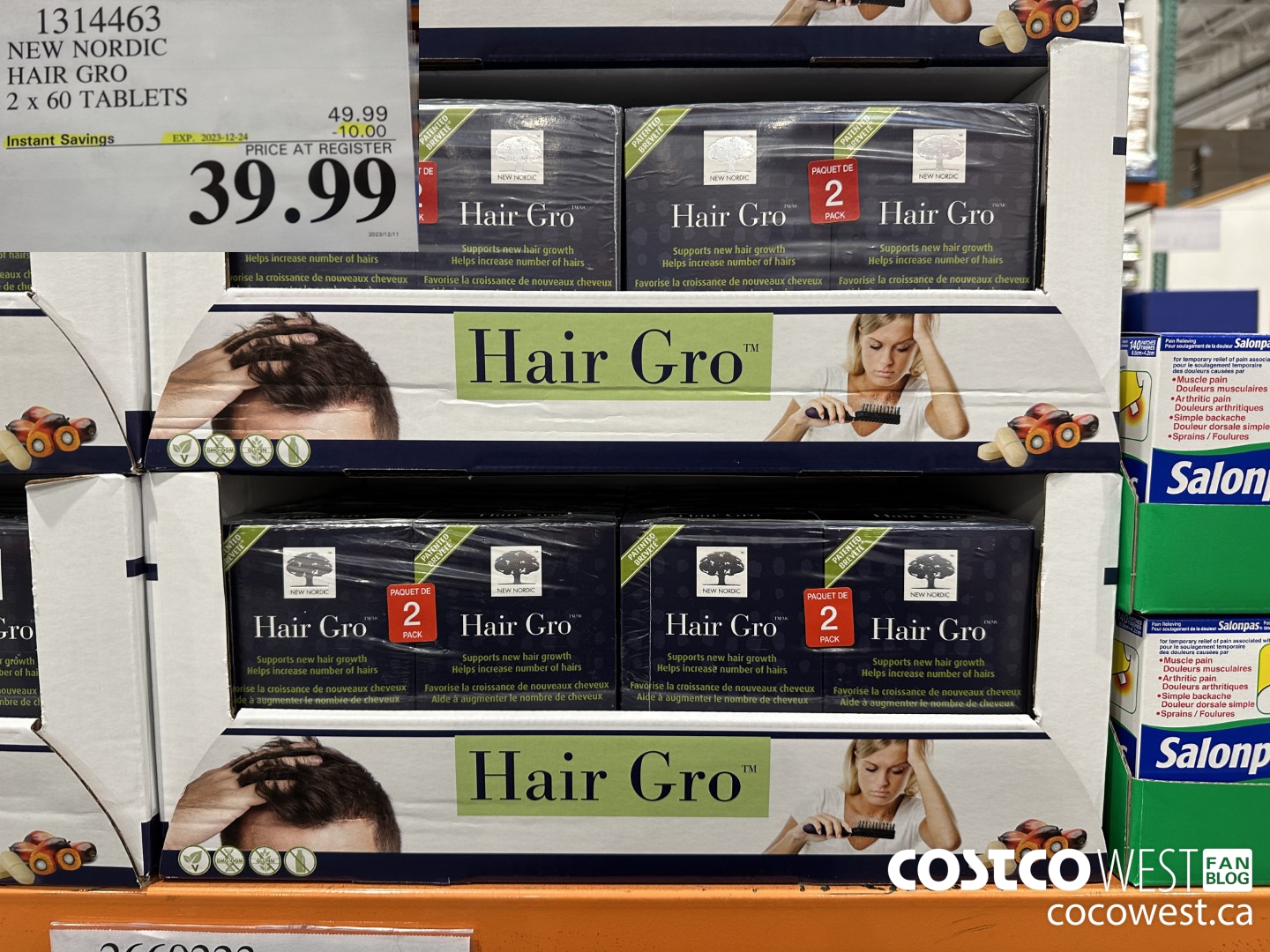 1314463 NEW NORDIC HAIR GRO 2 X 60 TABLETS ($10.00 INSTANT SAVINGS EXPIRES ON 2023-12-24) $39.99