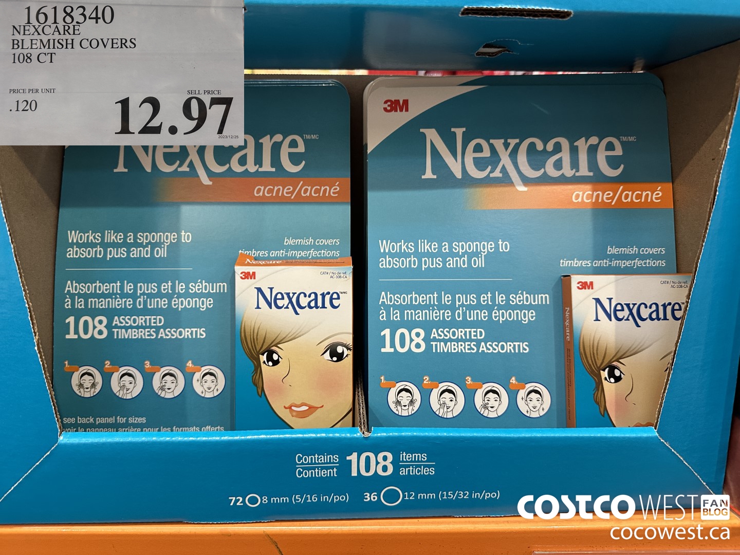 1618340 NEXCARE BLEMISH COVERS 108 CT $12.97
