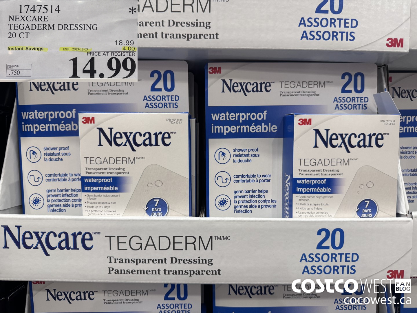 1747514 NEXCARE TEGADERM DRESSING 20 CT ($4.00 INSTANT SAVINGS EXPIRES ON 2023-12-03) $14.99