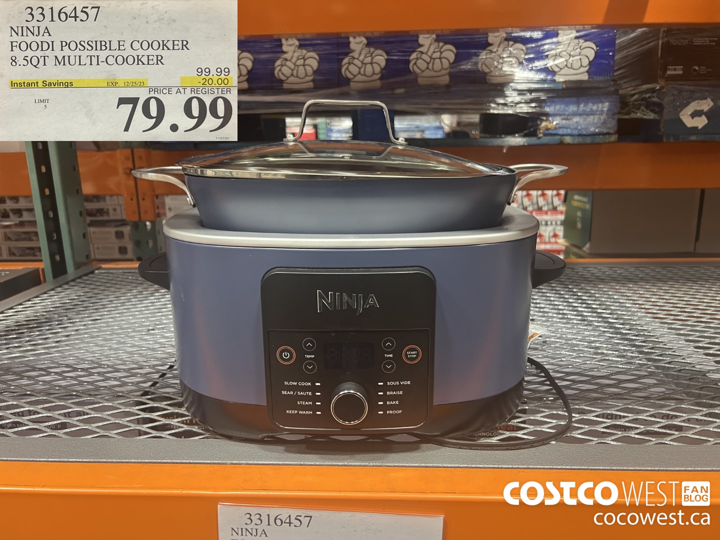 3316457 NINJA FOODI POSSIBLE COOKER 8.5 QT MULTI-COOKER ($20.00 INSTANT SAVINGS EXPIRES ON 2023-12-25) $79.99