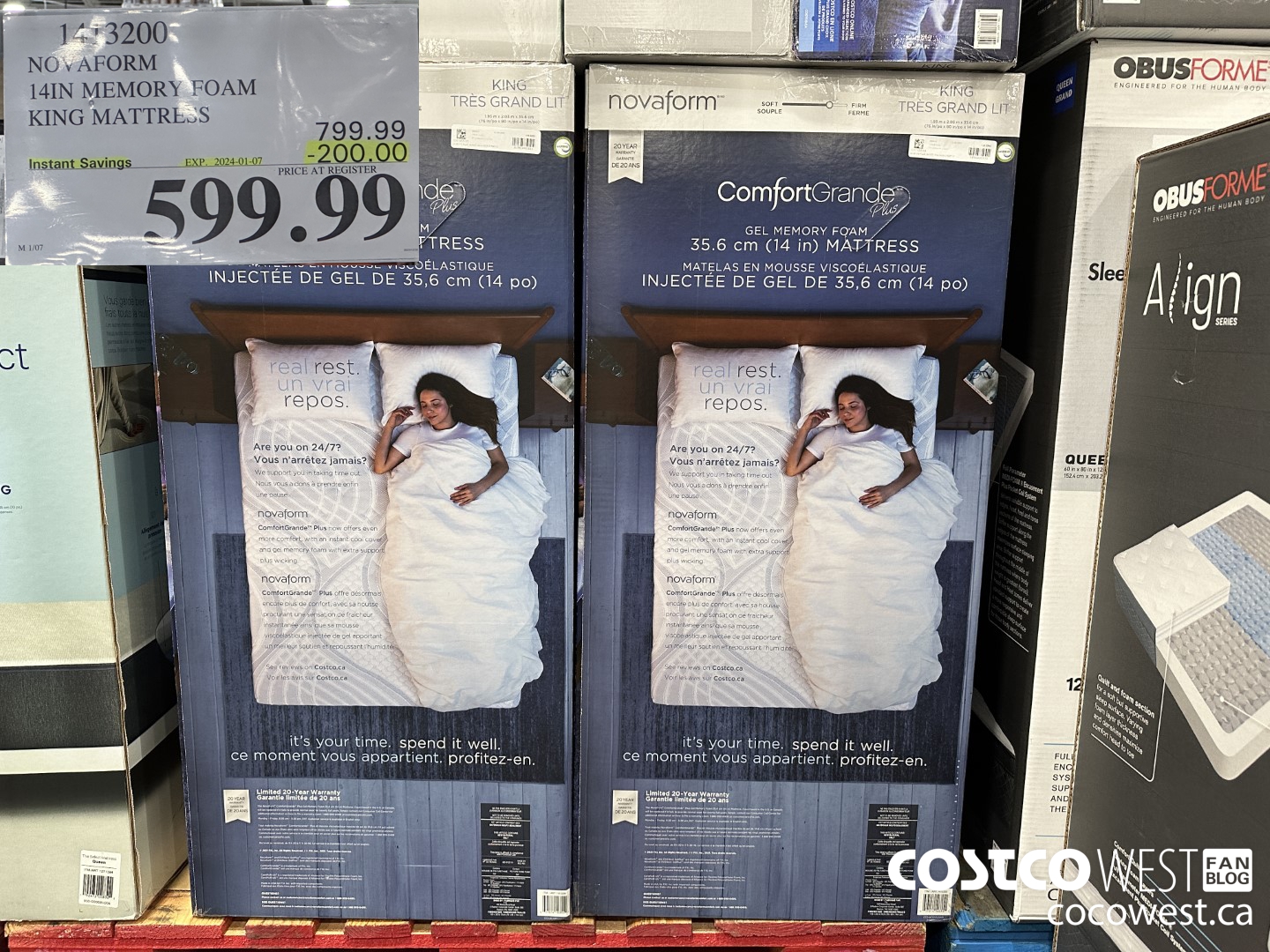 1413200 NOVAFORM COMFORTGRANDE PLUS KING MATTRESS ($200.00 INSTANT SAVINGS EXPIRES ON 2024-01-07) $599.99