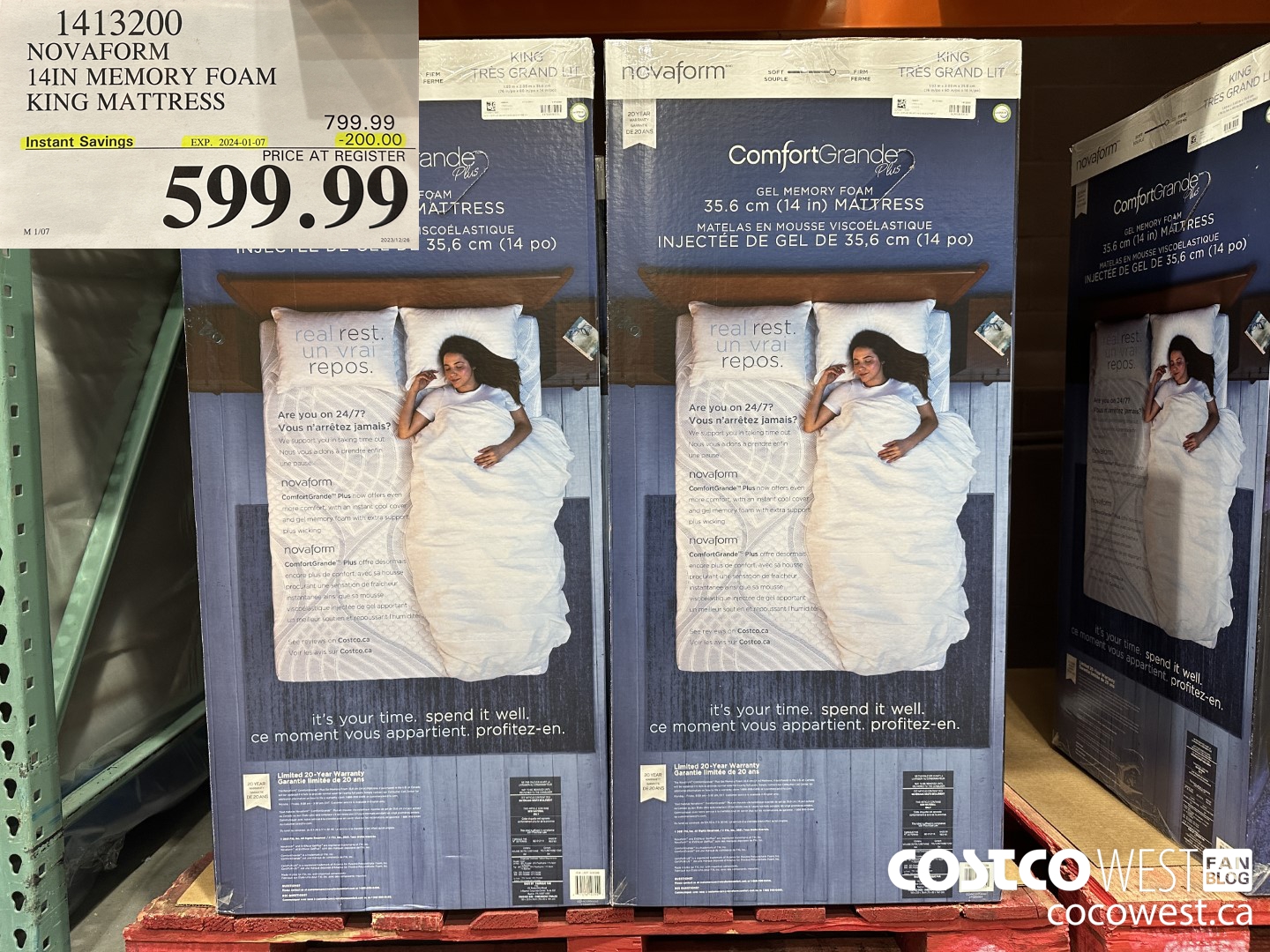 1413200 NOVAFORM COMFORTGRANDE PLUS KING MATTRESS ($200.00 INSTANT SAVINGS EXPIRES ON 2024-01-07) $599.99