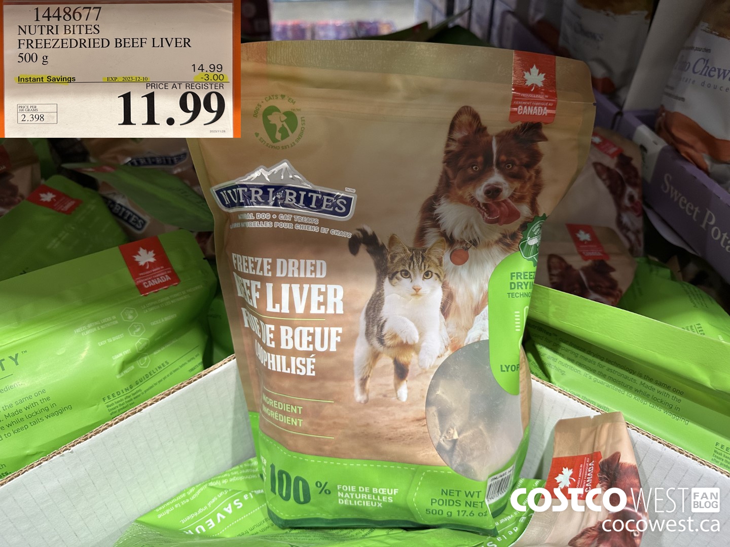 1448677 NUTRI BITES FREEZEDRIED BEEF LIVER 500 g ($3.00 INSTANT SAVINGS EXPIRES ON 2023-12-10) $11.99