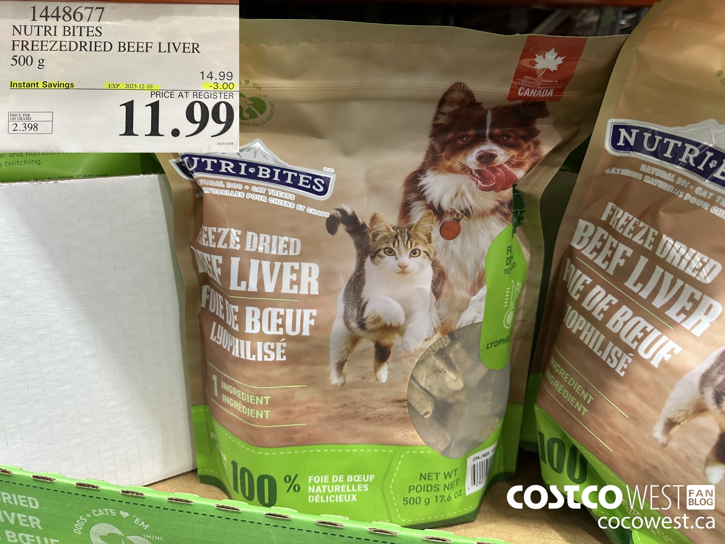 1448677 NUTRI BITES FREEZEDRIED BEEF LIVER 500 g ($3.00 INSTANT SAVINGS EXPIRES ON 2023-12-10) $11.99