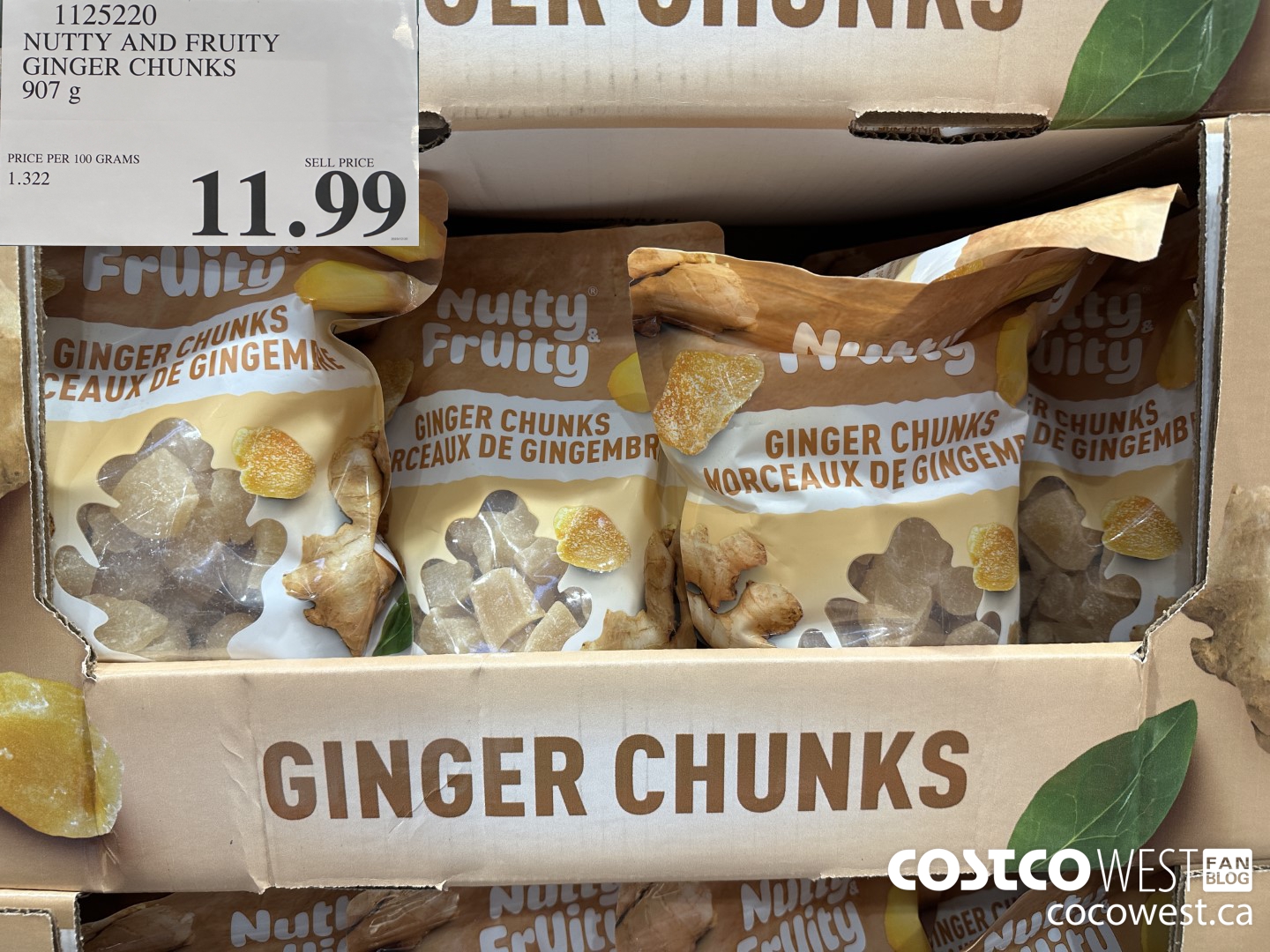 1125220 NUTTY AND FRUITY GINGER CHUNKS 907 G $11.99