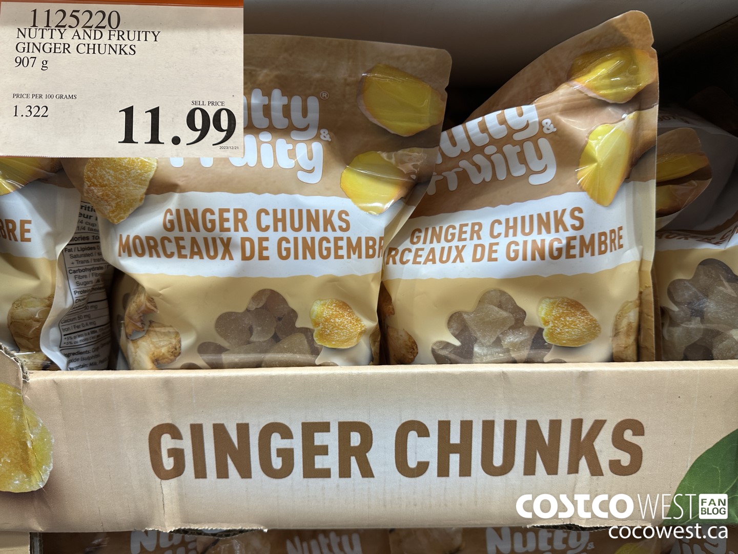 1125220 NUTTY AND FRUITY GINGER CHUNKS 907 G $11.99