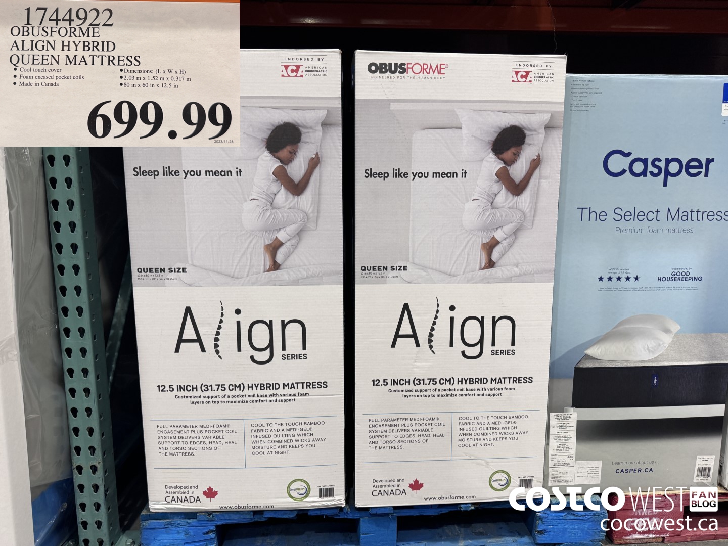 1744922 OBUSFORME ALIGN HYBRID QUEEN MATTRESS $699.99