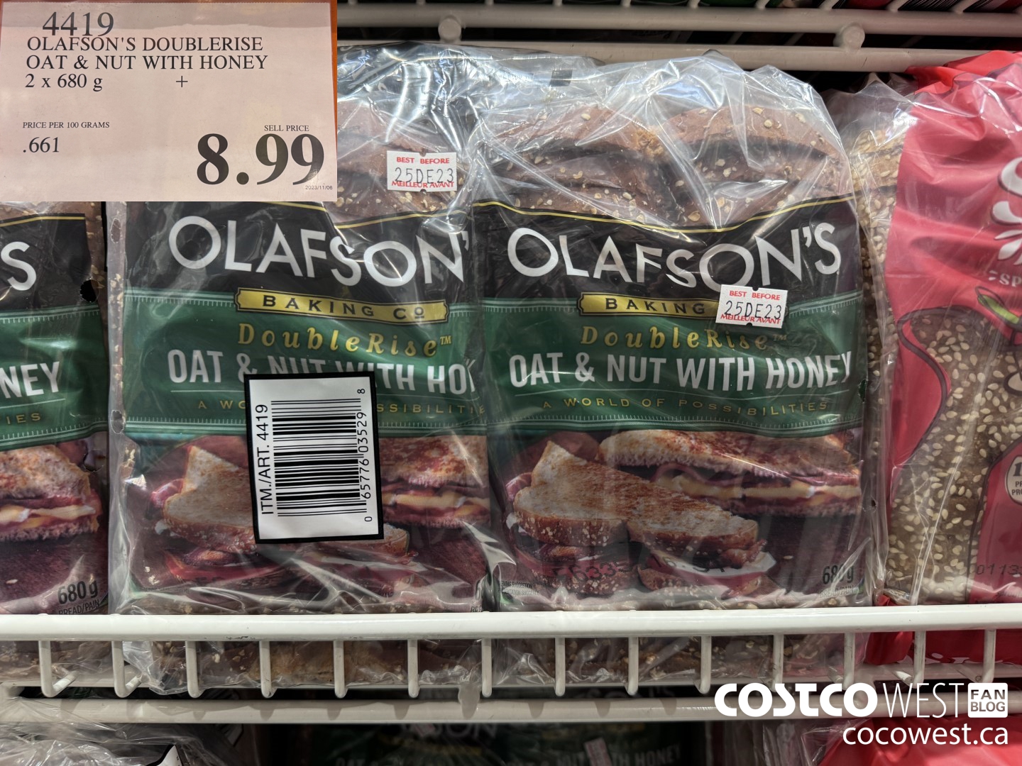 4419 OLAFSON'S DOUBLERISE OAT & NUT WITH HONEY PACK OF 2 X 680 G $8.99