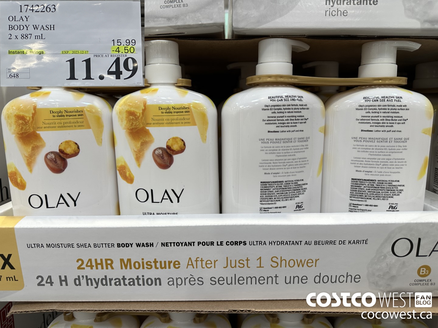 1742263 OLAY BODY WASH 2 X 887 ML ($4.50 INSTANT SAVINGS EXPIRES ON 2023-12-17) $11.49