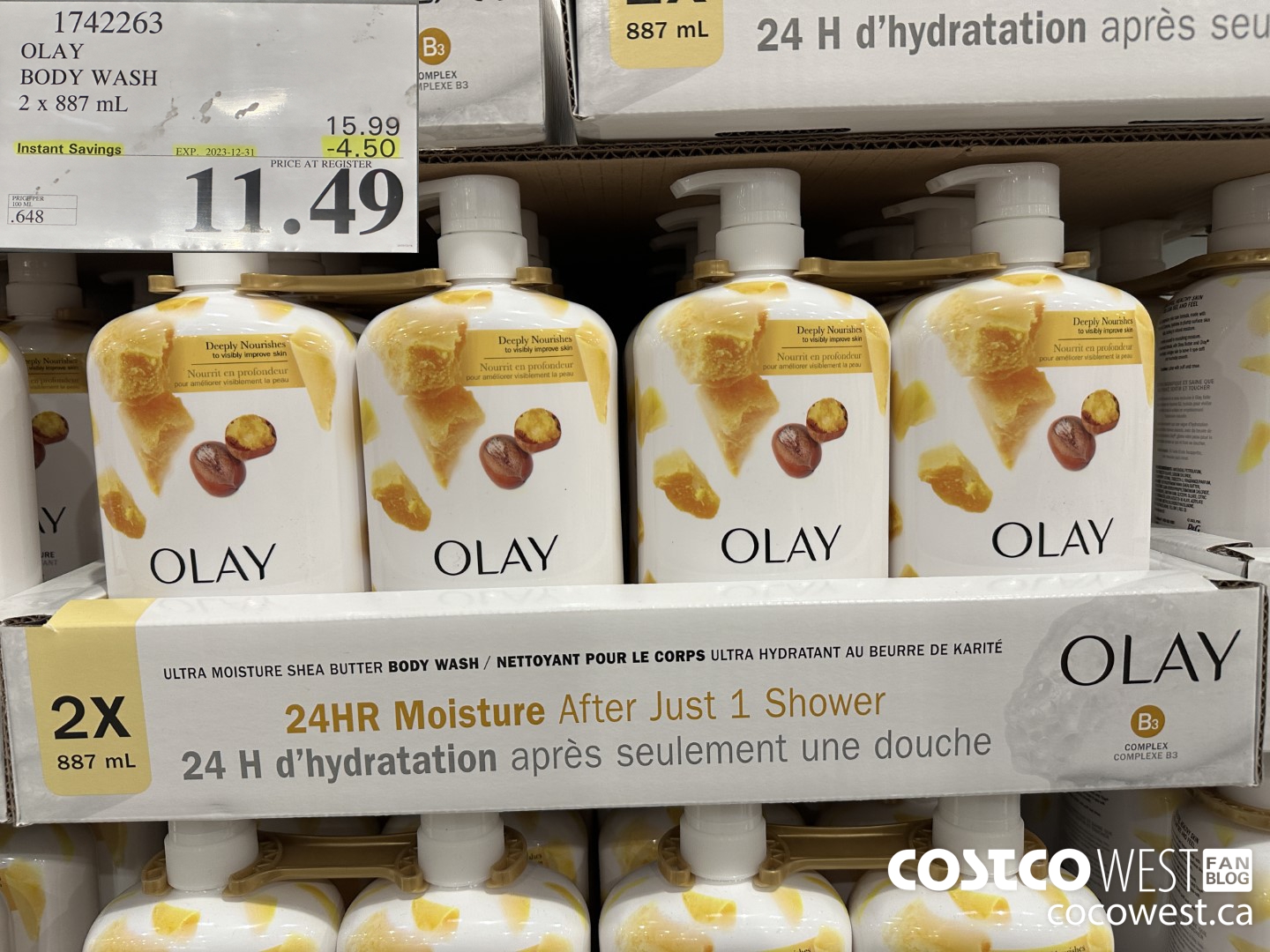 1742263 OLAY BODY WASH 2 X 887 ML ($4.50 INSTANT SAVINGS EXPIRES ON 2023-12-31) $11.49