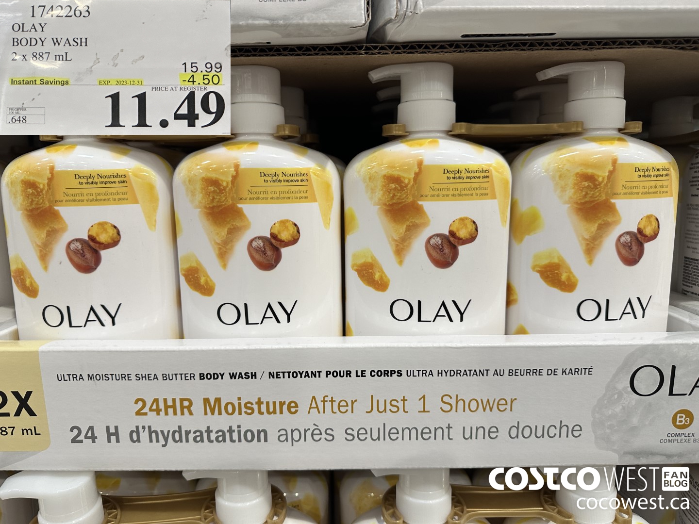 1742263 OLAY BODY WASH 2 X 887 ML ($4.50 INSTANT SAVINGS EXPIRES ON 2023-12-31) $11.49