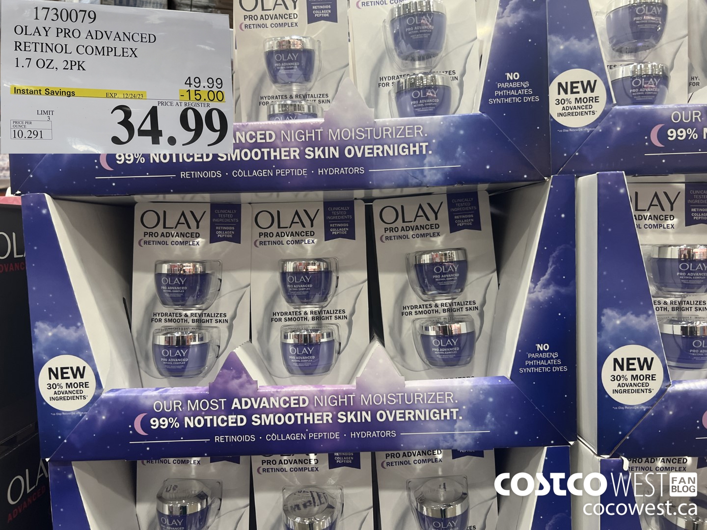 1730079 OLAY PRO ADVANCED RETINOL COMPLEX 1.7 OZ 2PK ($15.00 INSTANT SAVINGS EXPIRES ON 2023-12-24) $34.99