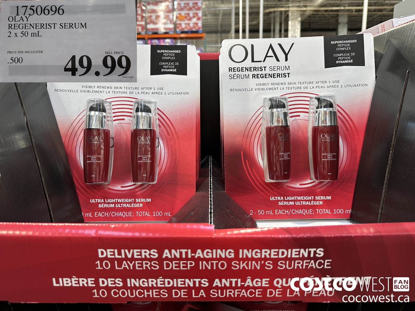 1750696 OLAY REGENERIST SERUM 2 X 50ML $49.99