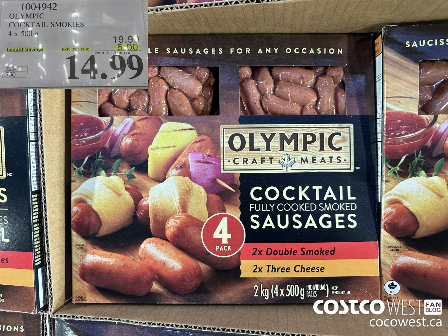 1004942 OLYMPIC COCKTAIL SMOKIES 4 X 500 G ($5.00 INSTANT SAVINGS EXPIRES ON 2023-12-10) $14.99