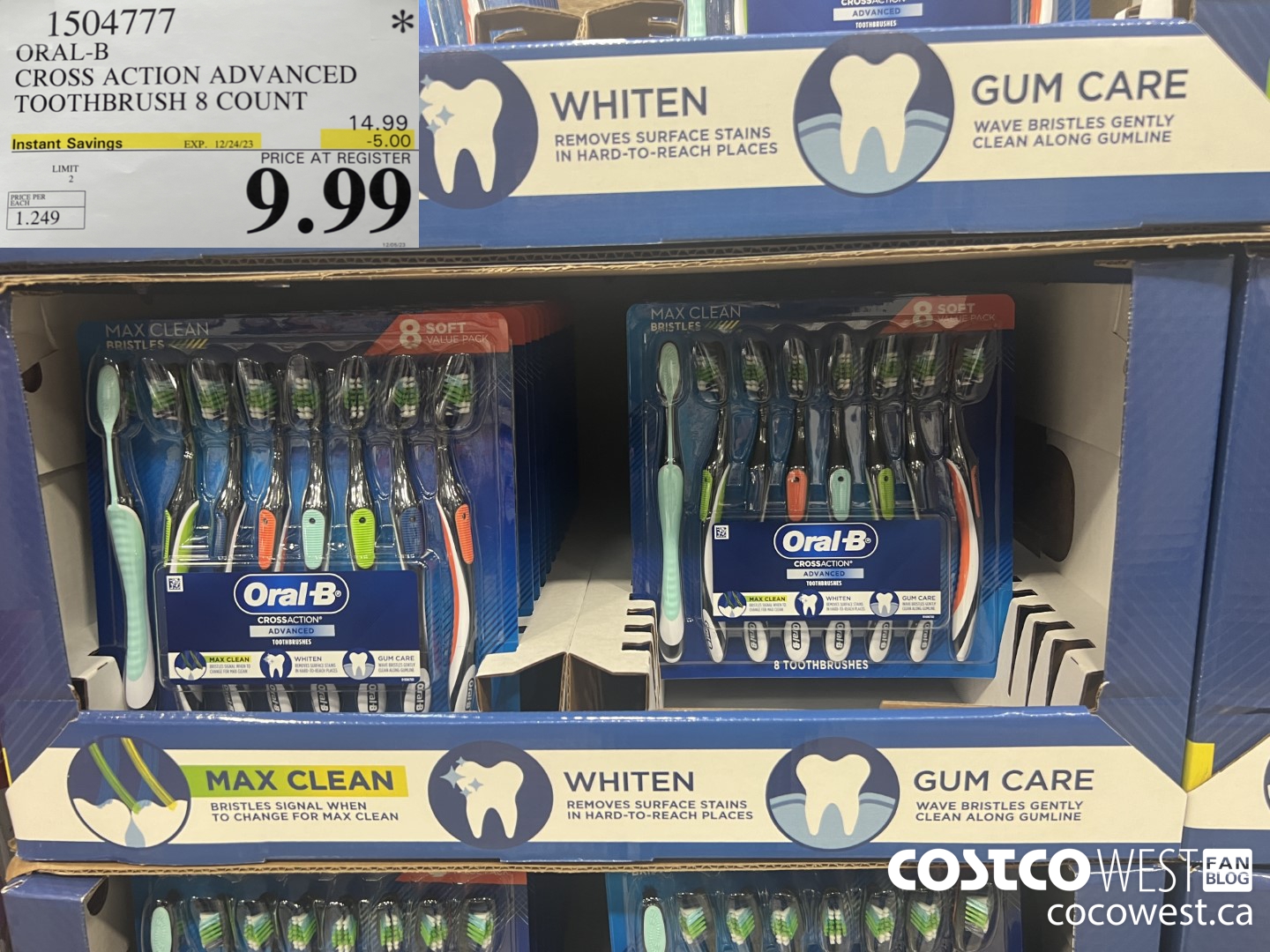 1504777 ORAL-B CROSS ACTION ADVANCED TOOTHBRUSH 8 COUNT ($5.00 INSTANT SAVINGS EXPIRES ON 2023-12-24) $9.99