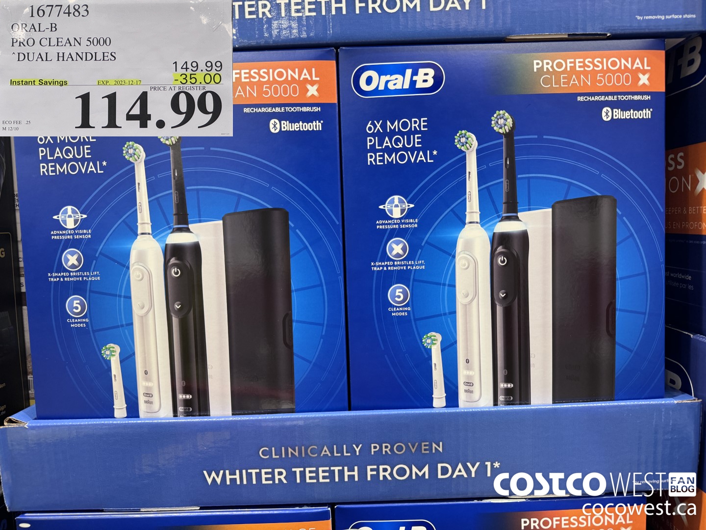 1677483 ORAL-B PRO CLEAM 5000 DUAL HANDLES ($35.00 INSTANT SAVINGS EXPIRES ON 2023-12-17) $114.99