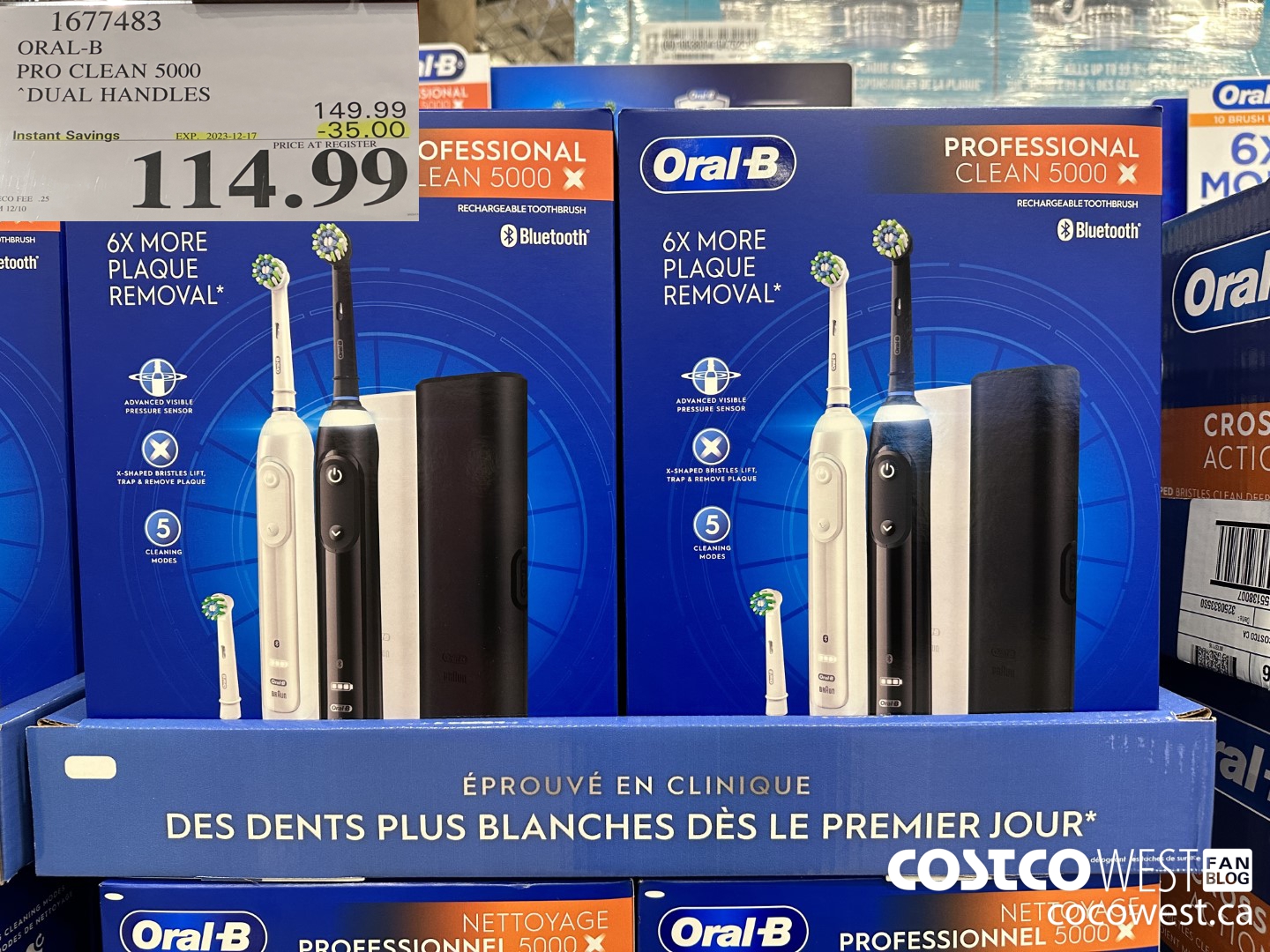 1677483 ORAL-B PRO CLEAM 5000 DUAL HANDLES ($35.00 INSTANT SAVINGS EXPIRES ON 2023-12-17) $114.99