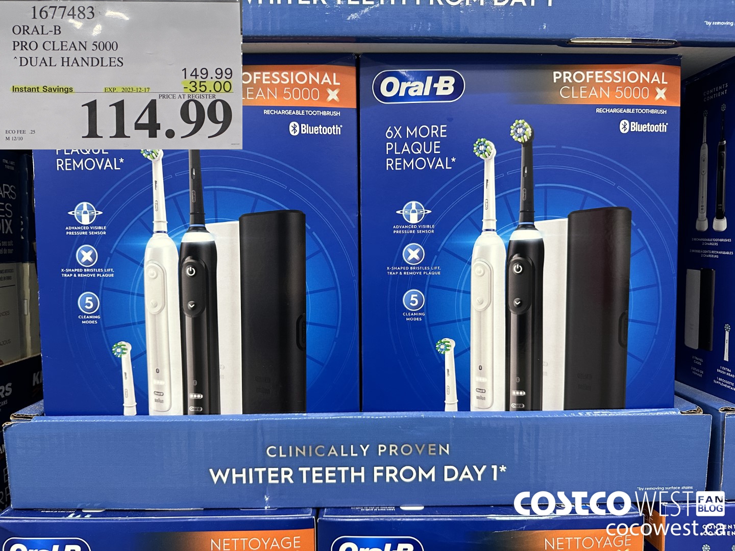 1677483 ORAL-B PRO CLEAM 5000 DUAL HANDLES ($35.00 INSTANT SAVINGS EXPIRES ON 2023-12-17) $114.99