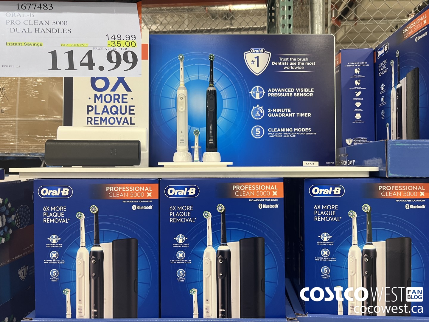 1677483 ORAL-B PRO CLEAM 5000 DUAL HANDLES ($35.00 INSTANT SAVINGS EXPIRES ON 2023-12-17) $114.99