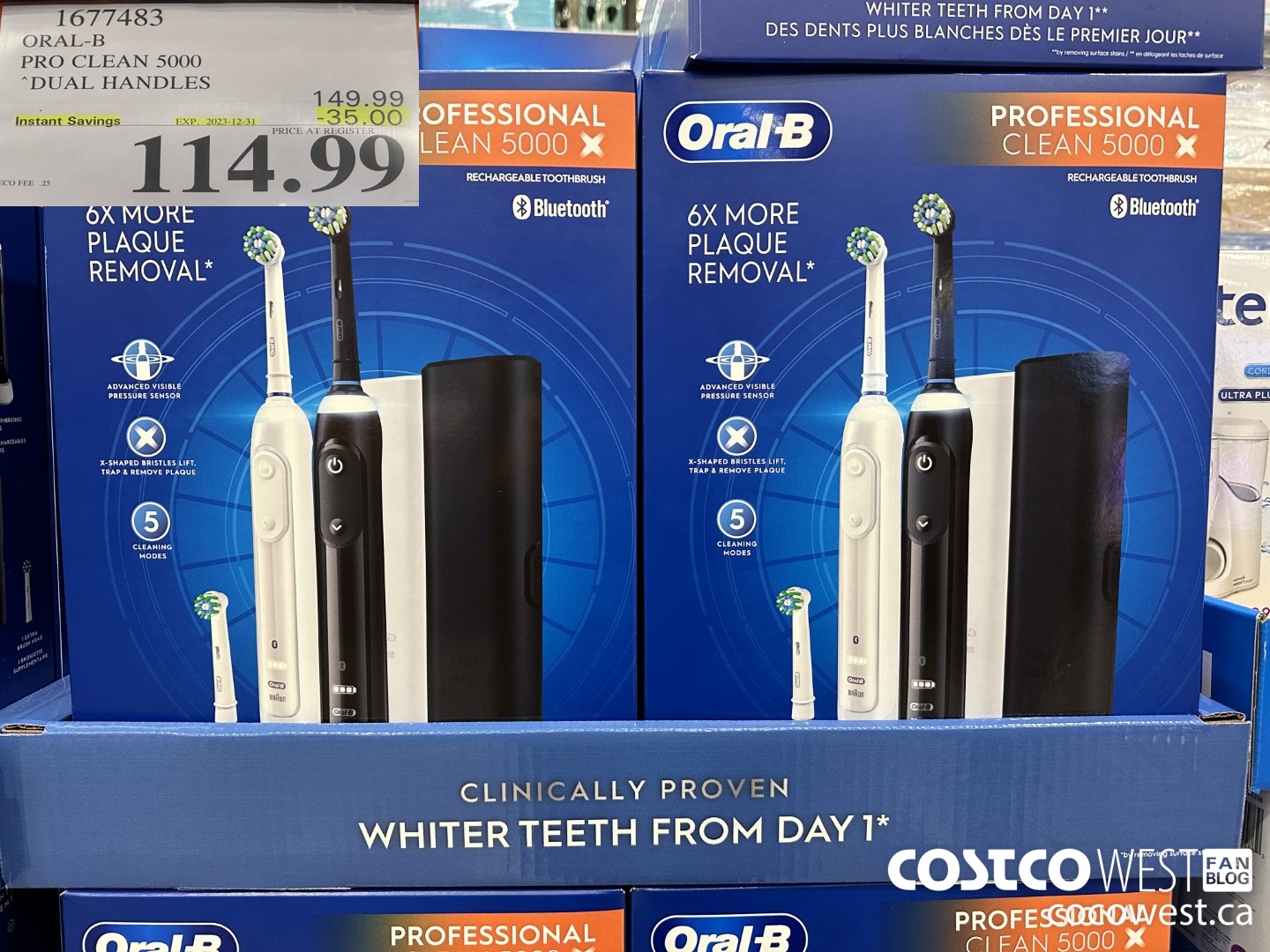 1677483 ORAL-B PRO CLEAM 5000 DUAL HANDLES ($35.00 INSTANT SAVINGS EXPIRES ON 2023-12-31) $114.99