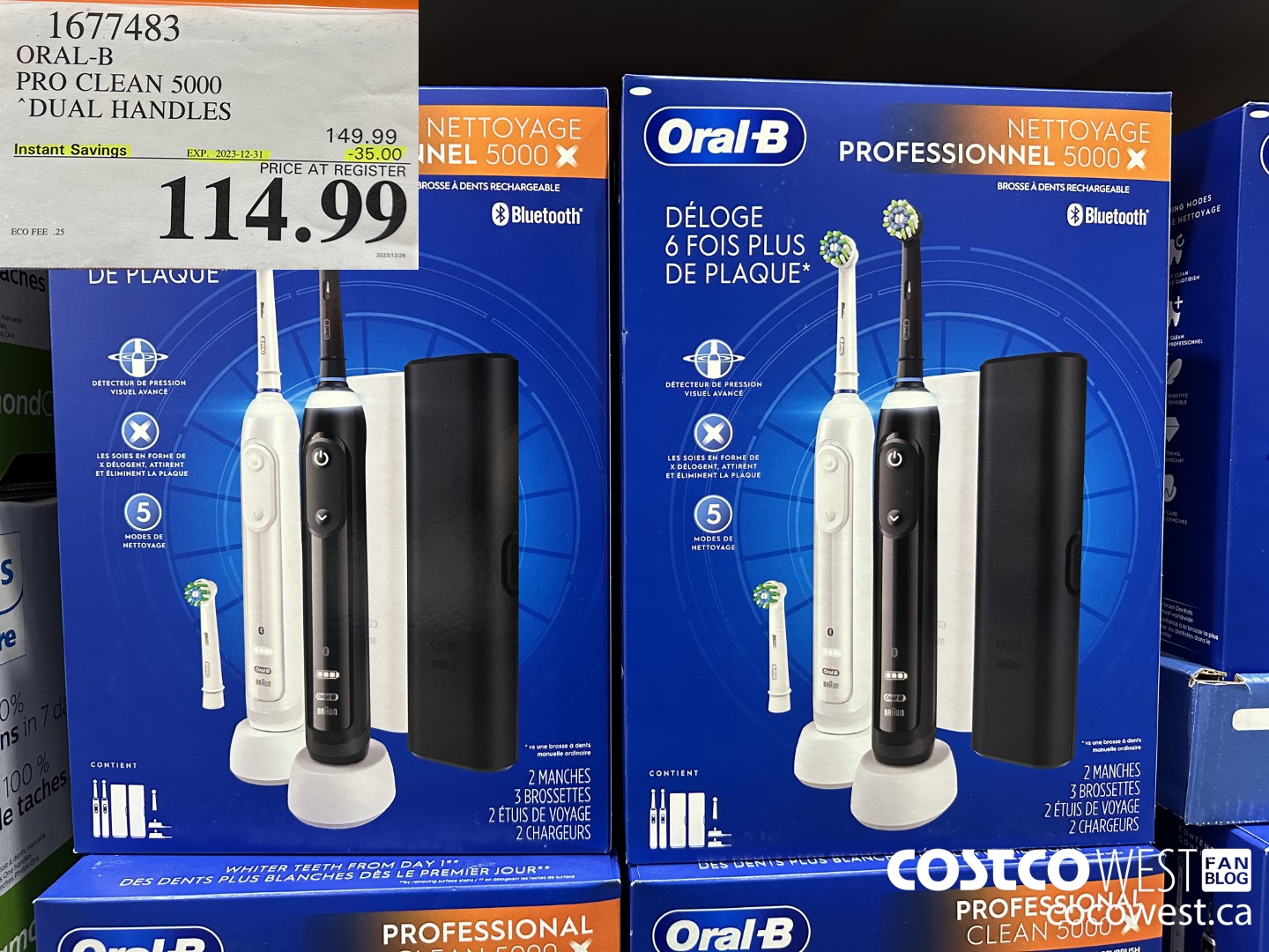 1677483 ORAL-B PRO CLEAM 5000 DUAL HANDLES ($35.00 INSTANT SAVINGS EXPIRES ON 2023-12-31) $114.99