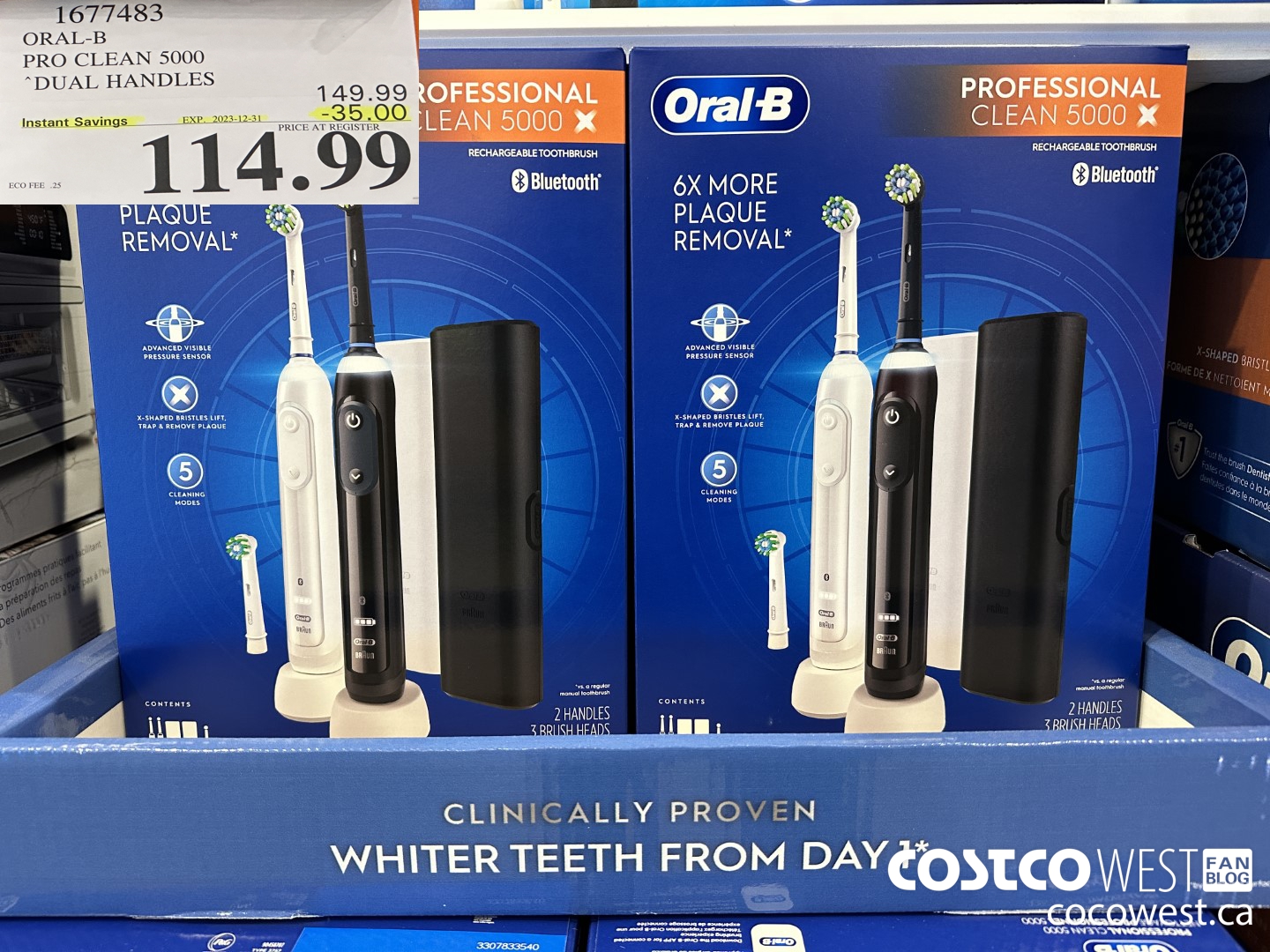 1677483 ORAL-B PRO CLEAM 5000 DUAL HANDLES ($35.00 INSTANT SAVINGS EXPIRES ON 2023-12-31) $114.99