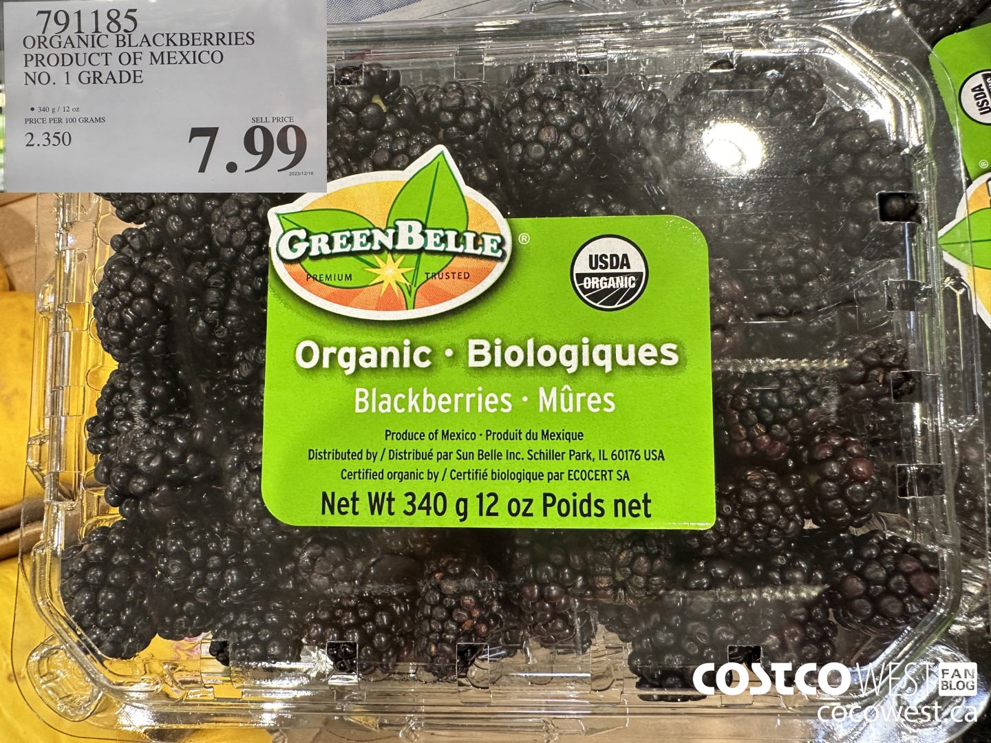 791185 ORGANIC BLACKBERRIES PRODUCT OF MEXICO NO. 1 GRADE $7.99