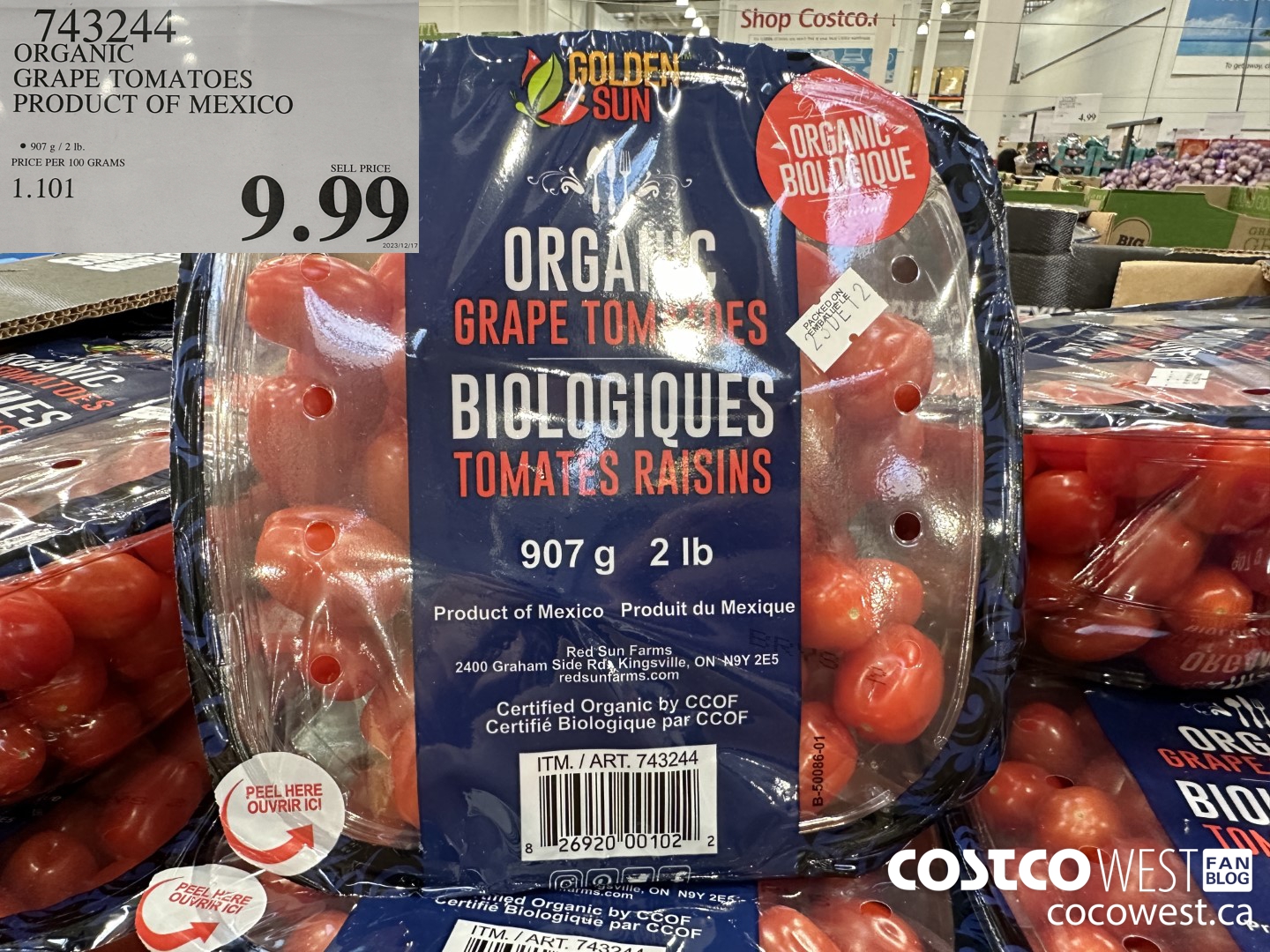 743244 ORGANIC GRAPE TOMATOES PRODUCT OF MEXICO $9.99