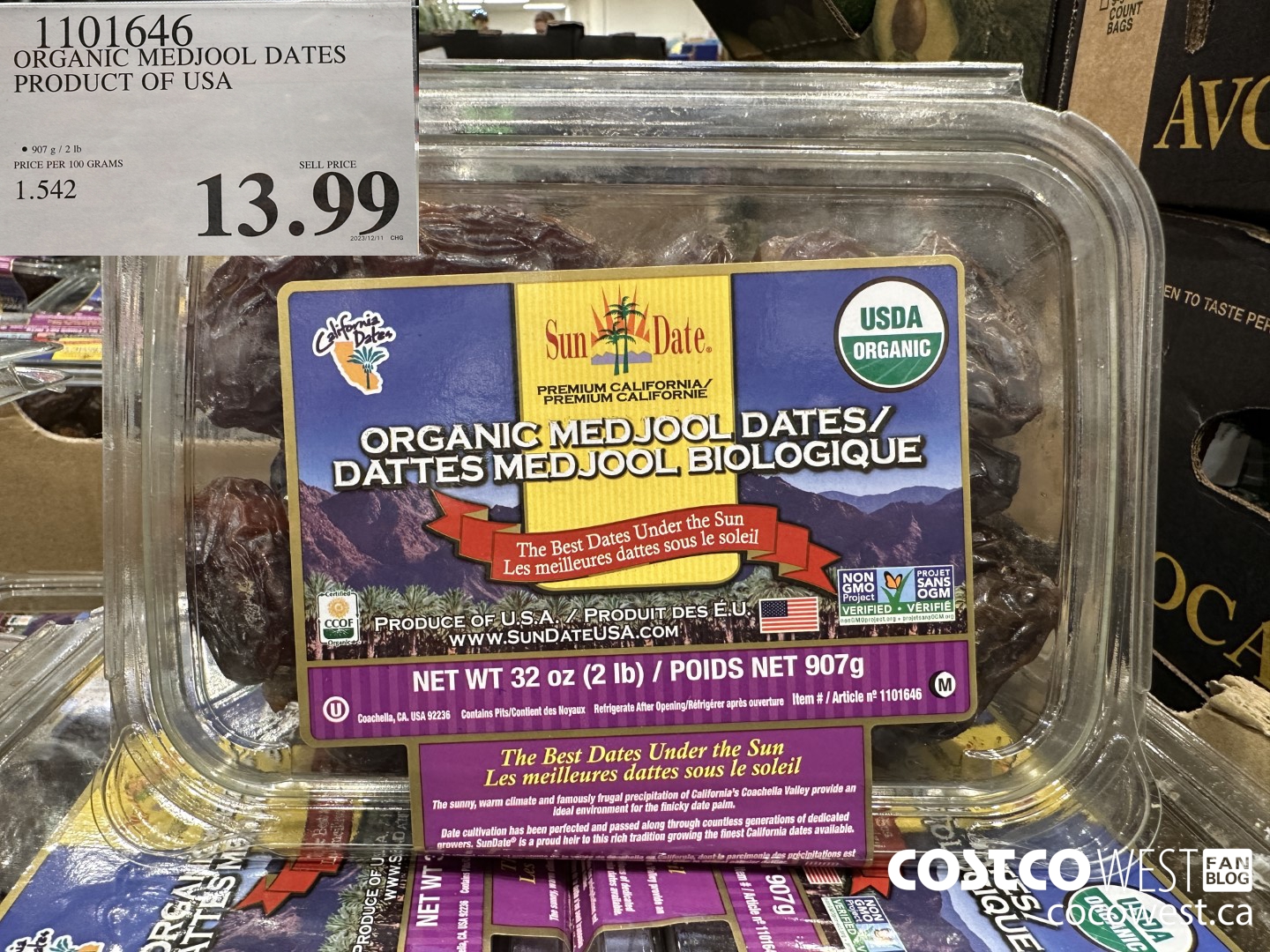 1101646 ORGANIC MEDJOOL DATES PRODUCT OF USA $13.99