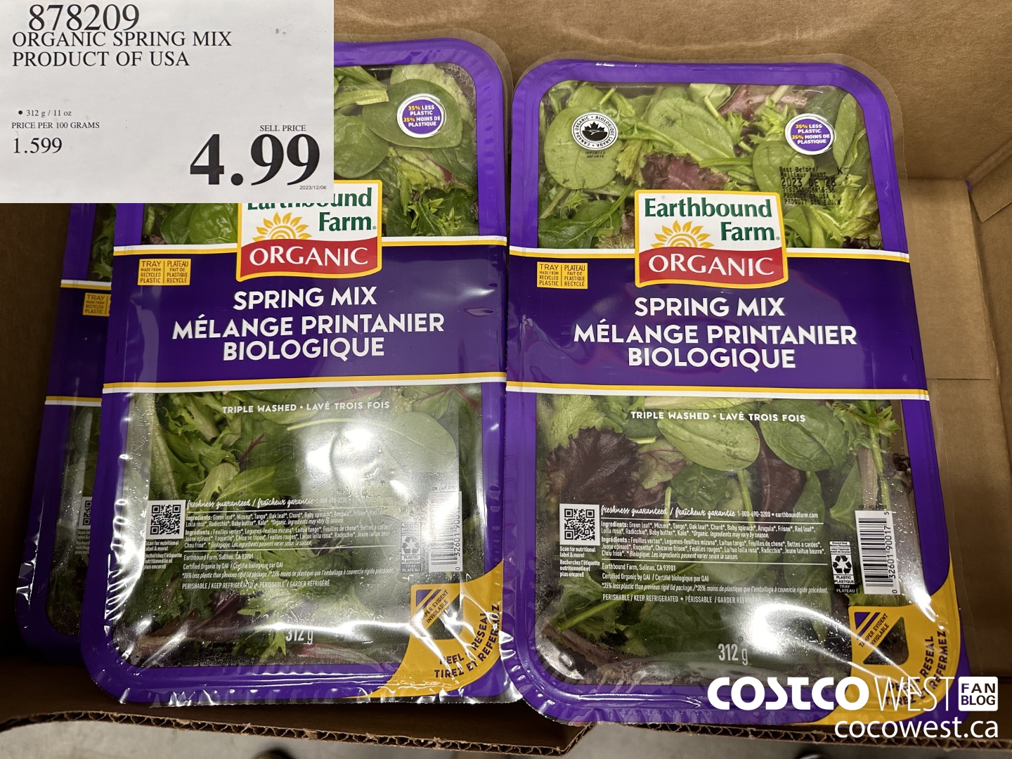 878209 ORGANIC SPRING MIX PRODUCT OF USA $4.99