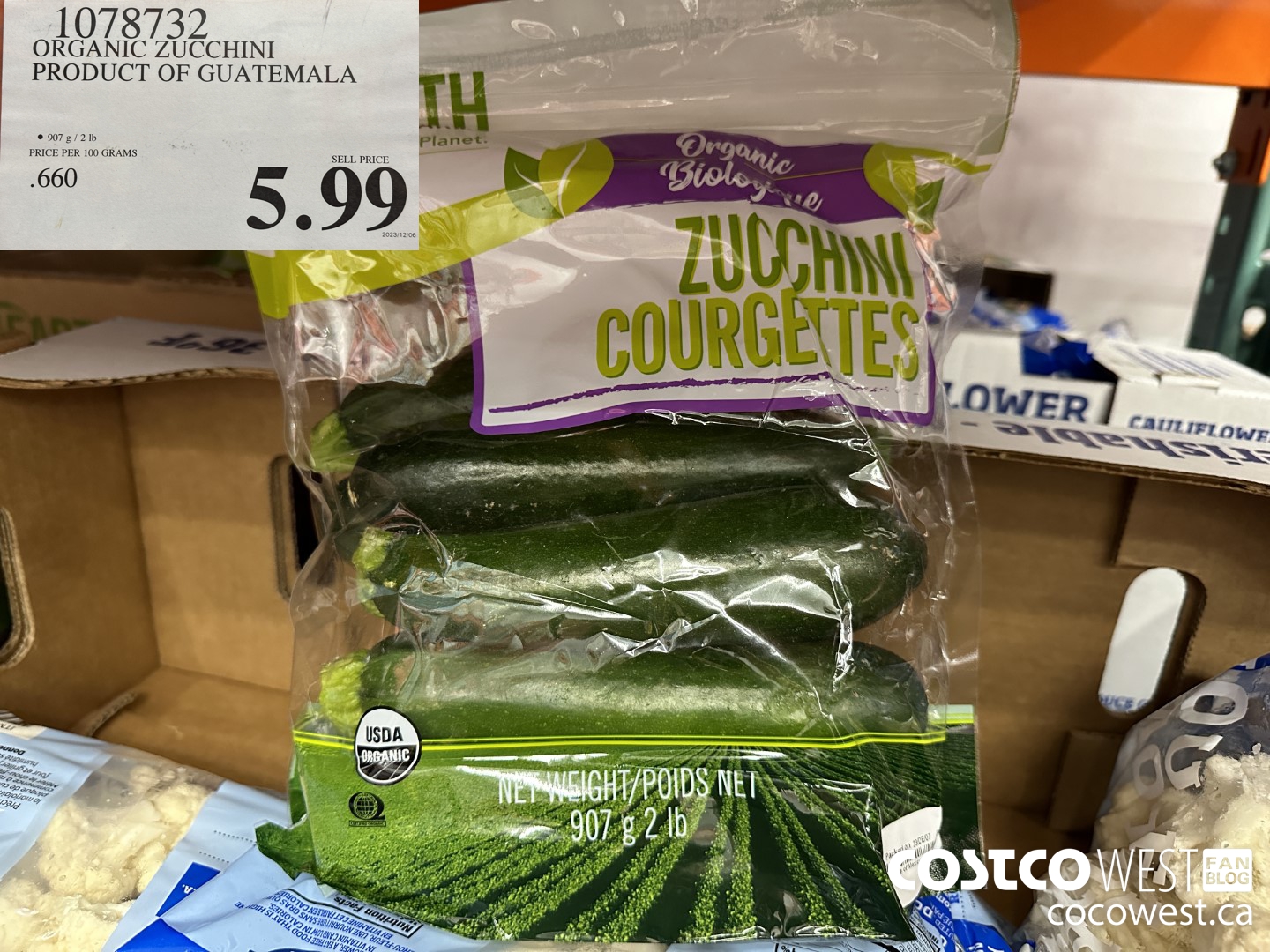 1078732 ORGANIC ZUCCHINI PRODUCT OF GUATEMALA $5.99