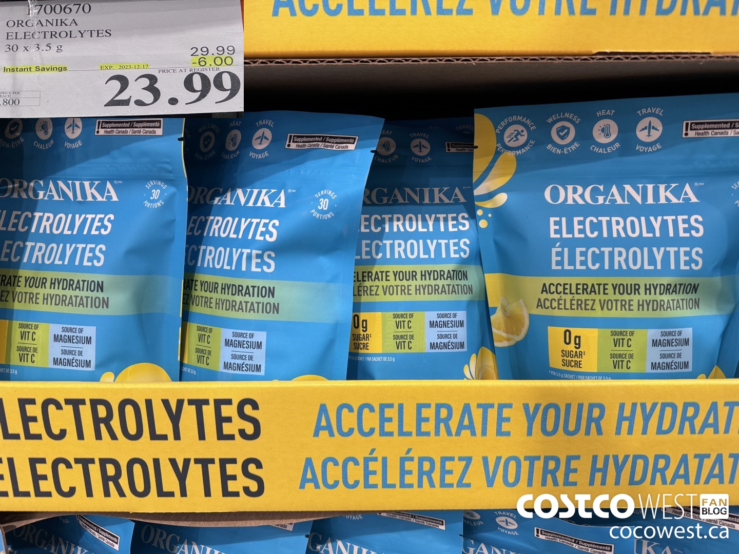 1700670 ORGANIKA ELECTROLYTES 30 X 3.5 G ($6.00 INSTANT SAVINGS EXPIRES ON 2023-12-17) $23.99