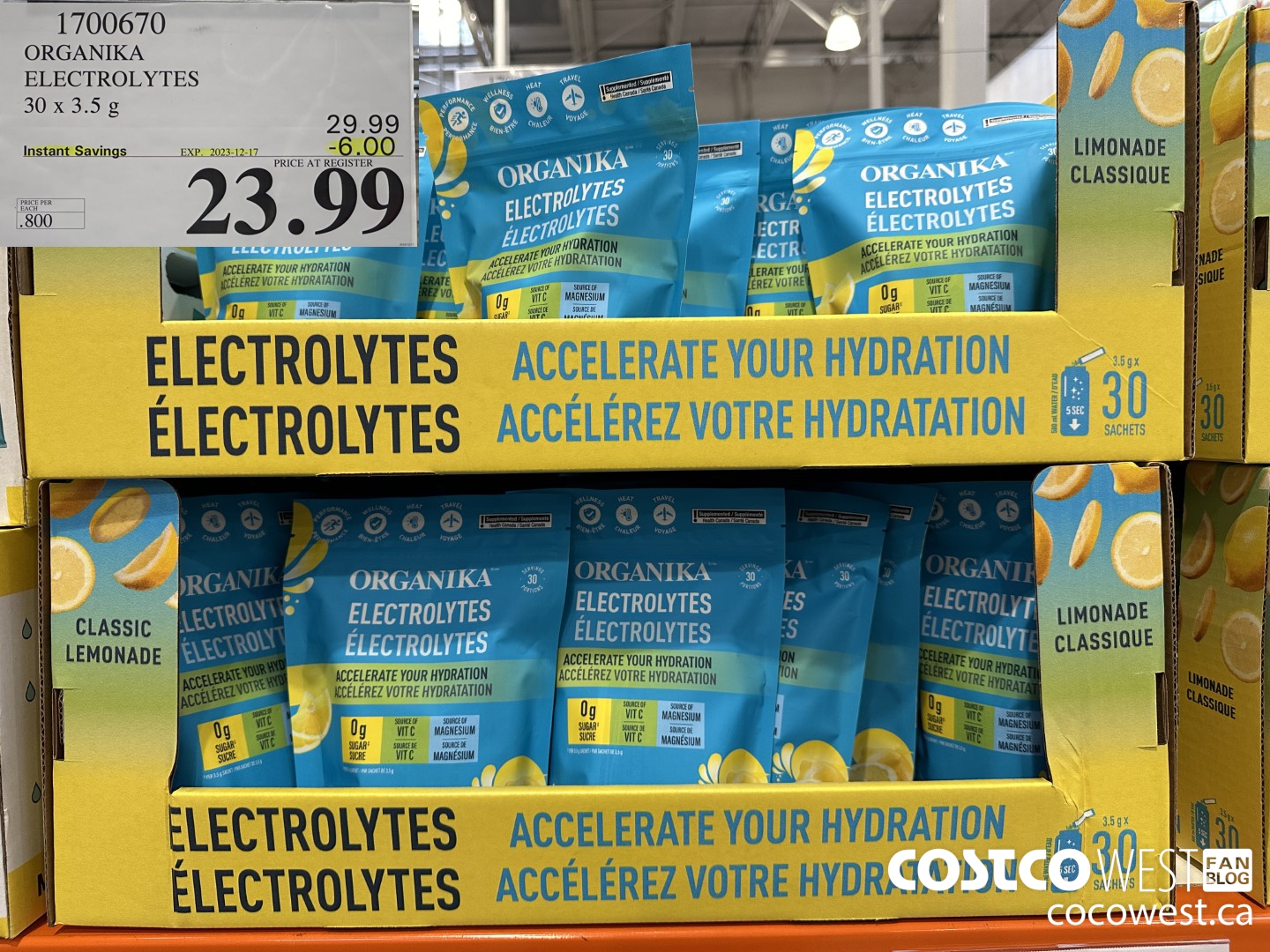 1700670 ORGANIKA ELECTROLYTES 30 X 3.5 G ($6.00 INSTANT SAVINGS EXPIRES ON 2023-12-17) $23.99