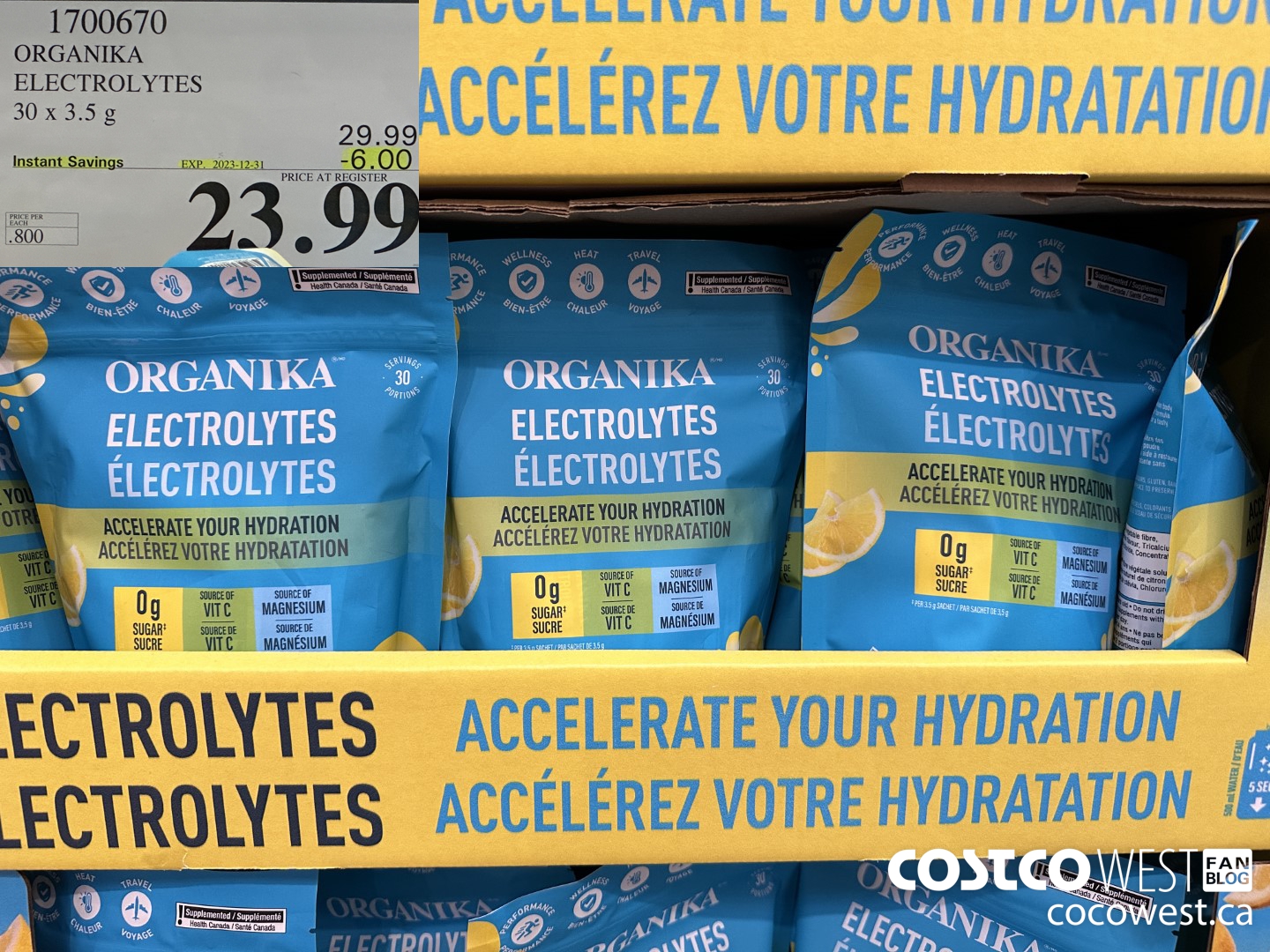 1700670 ORGANIKA ELECTROLYTES 30 X 3.5 G ($6.00 INSTANT SAVINGS EXPIRES ON 2023-12-31) $23.99