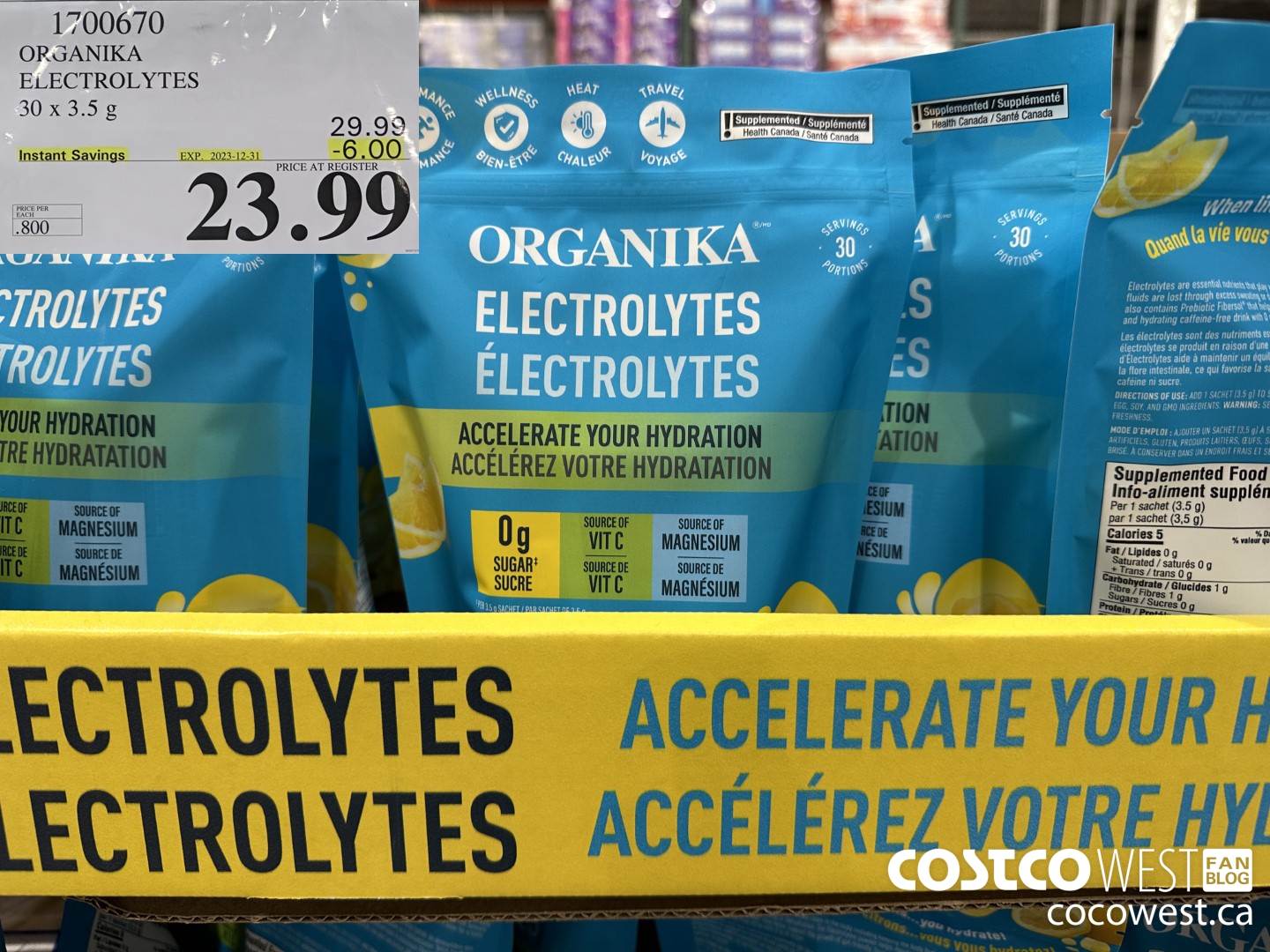 1700670 ORGANIKA ELECTROLYTES 30 X 3.5 G ($6.00 INSTANT SAVINGS EXPIRES ON 2023-12-31) $23.99