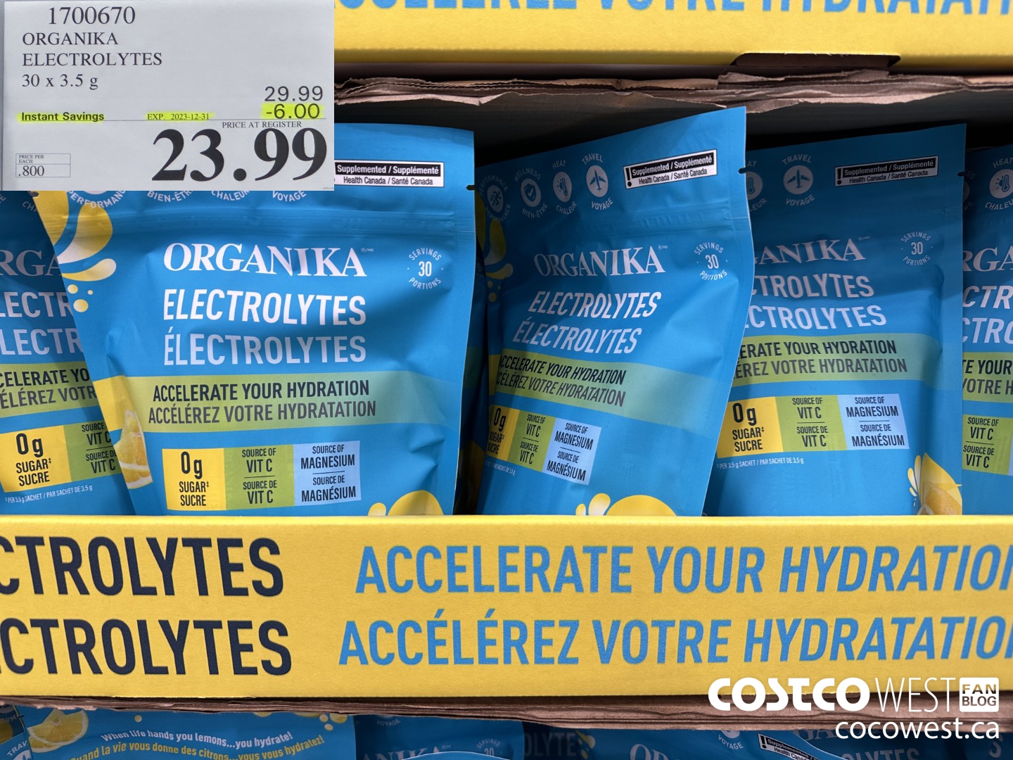 1700670 ORGANIKA ELECTROLYTES 30 X 3.5 G ($6.00 INSTANT SAVINGS EXPIRES ON 2023-12-31) $23.99