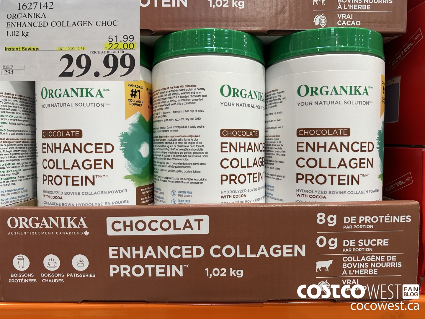 1627142 ORGANIKA ENHANCED COLLAGEN CHOC 1.02 KG ($22.00 INSTANT SAVINGS EXPIRES ON 2023-12-31) $29.99