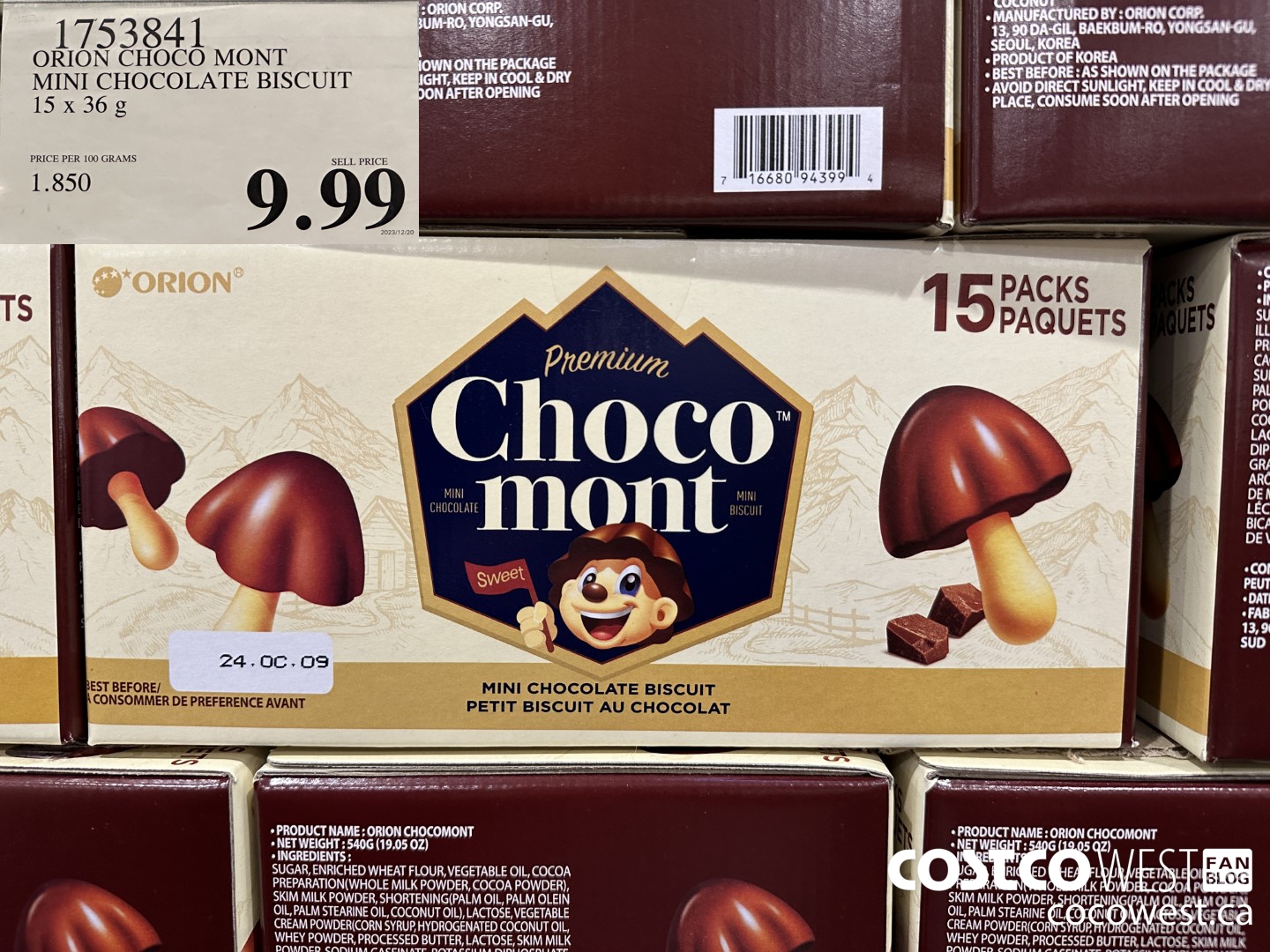1753841 ORION CHOCO MOUNT MINI CHOCOLATE BISCUIT 15 X 36 G $9.99