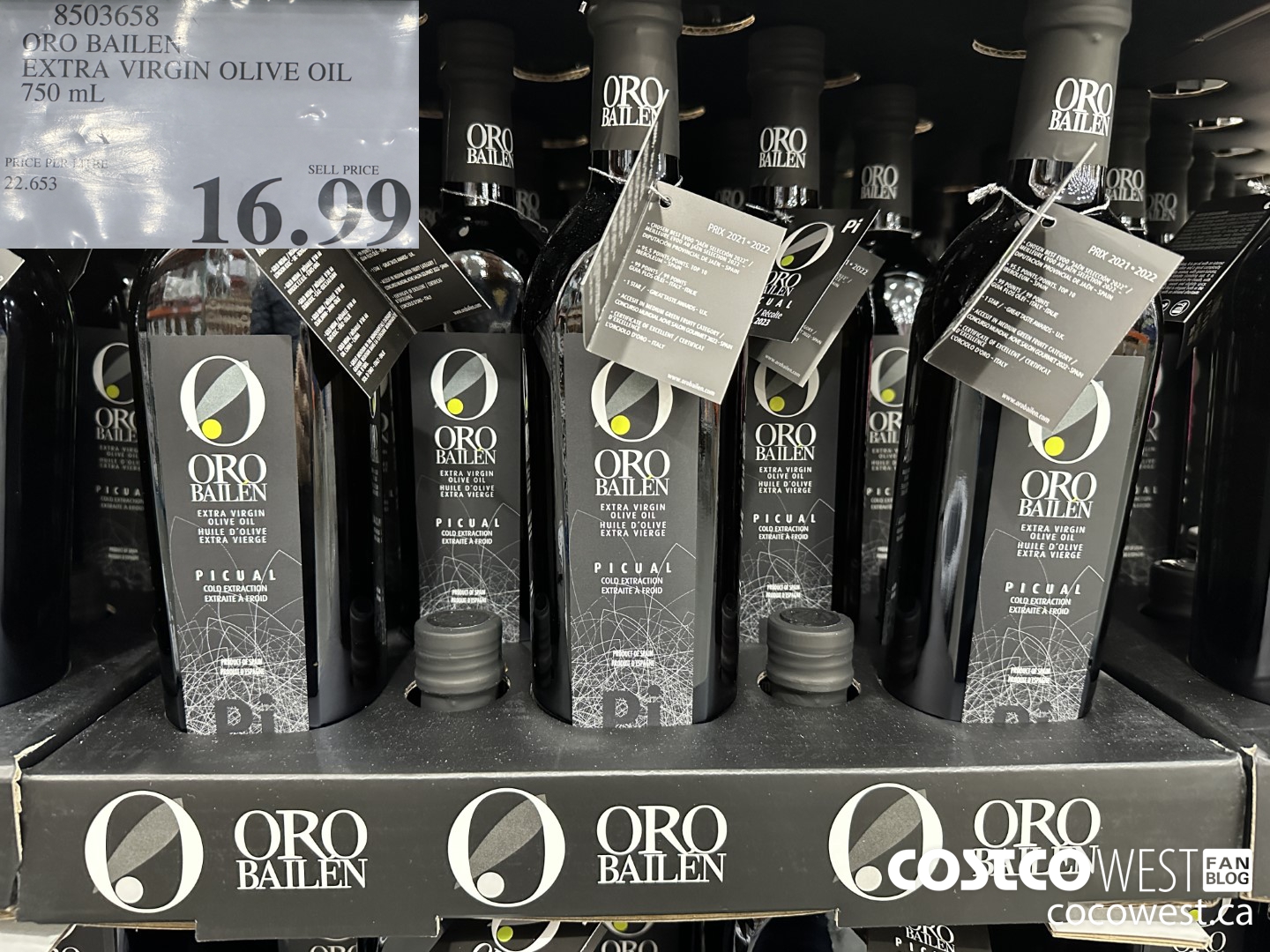 8503658 ORO BAILEN EXTRA VIRGIN OLIVE OIL 750 ML $16.99