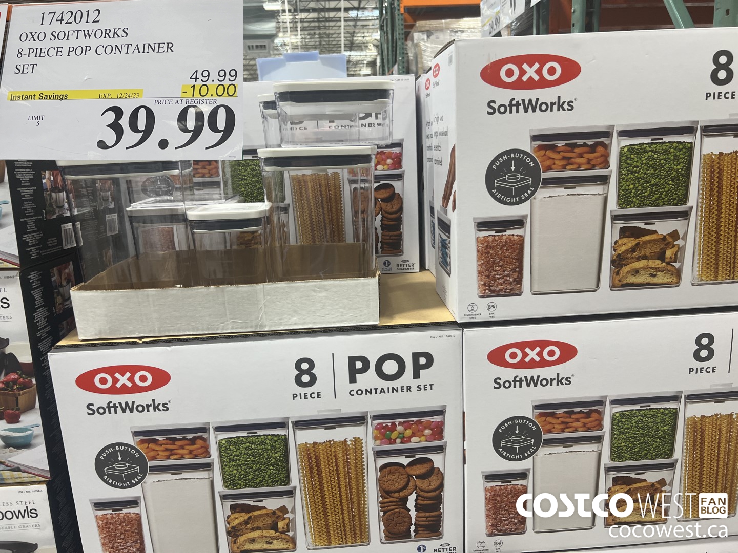 1742012 OXO SOFTWORKS 8-PIECE POP CONTAINER SET ($10.00 INSTANT SAVINGS EXPIRES ON 2023-12-24) $39.99