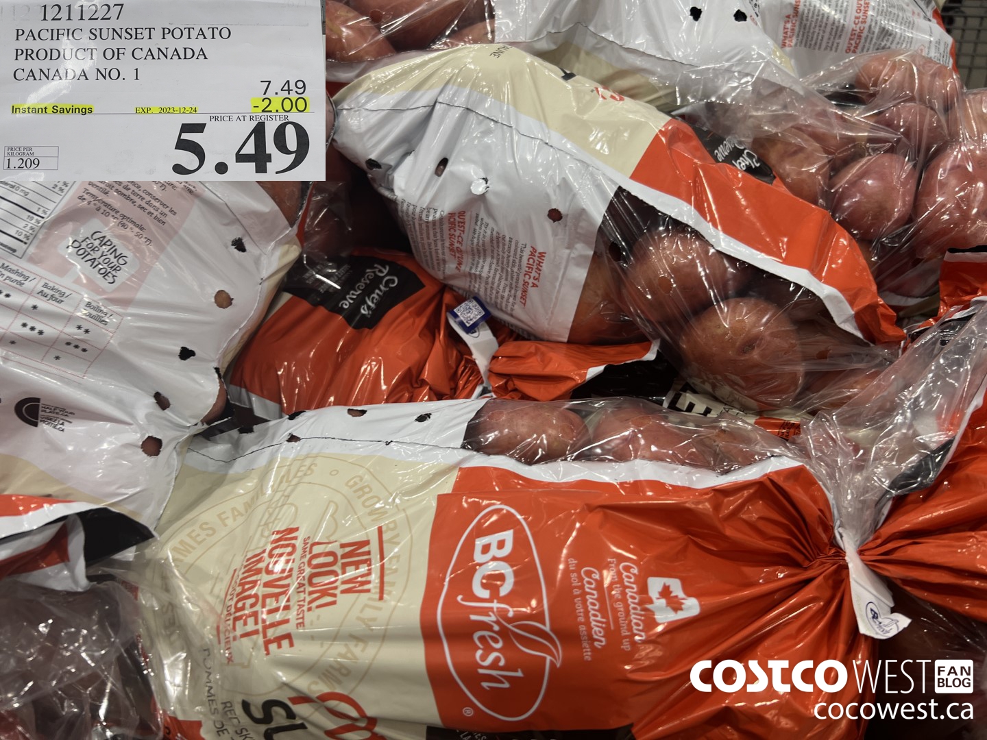 1211227 PACIFIC SUNSET PRODUCT OF CANADA CANADA NO. 1 ($2.00 INSTANT SAVINGS EXPIRES ON 2023-12-24) $5.49