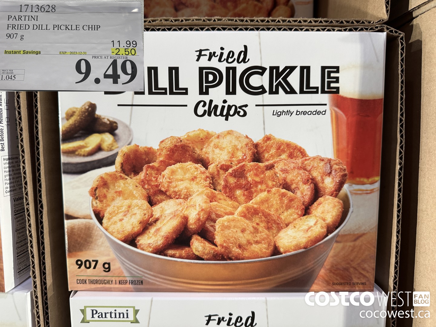 1713628 PARTINI FRIED DIL PICKLE CHIP 907 G ($2.50 INSTANT SAVINGS EXPIRES ON 2023-12-31) $9.49