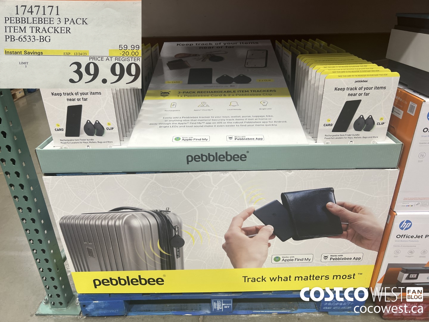 1747171 PEBBLEBEE 3 PACK ITEM TRACKER PB-6533-BG ($20.00 INSTANT SAVINGS EXPIRES ON 2023-12-24) $39.99