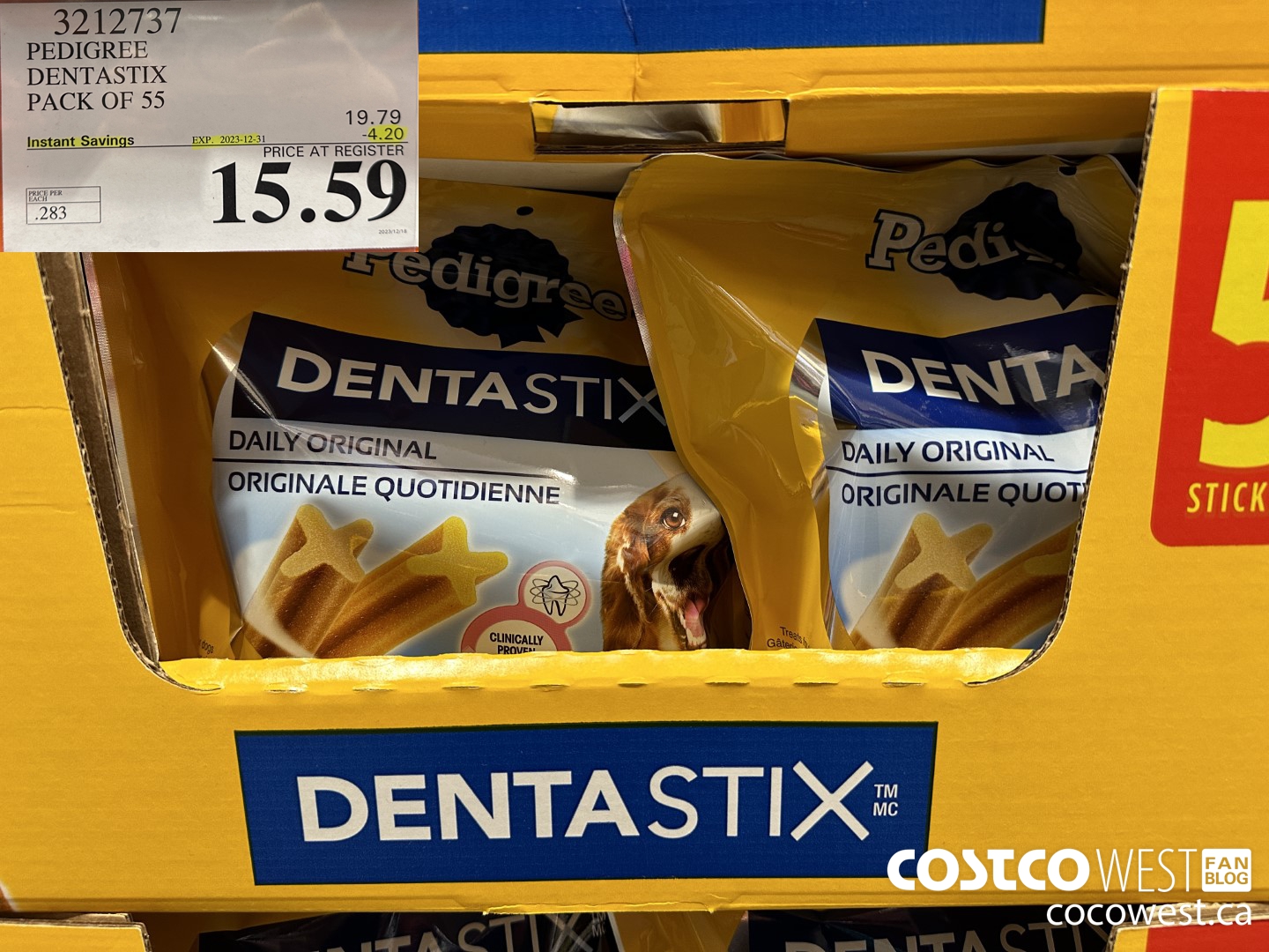 3212737 PEDIGREE DENTASTIX PACK OF 55 ($4.20 INSTANT SAVINGS EXPIRES ON 2023-12-31) $15.59