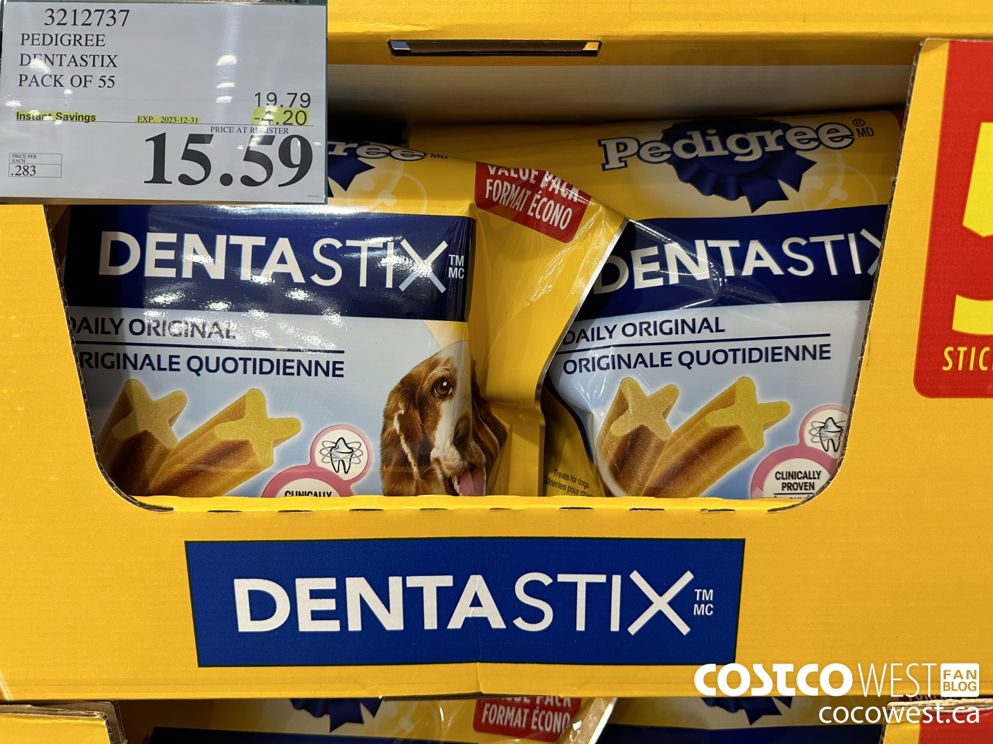 3212737 PEDIGREE DENTASTIX PACK OF 55 ($4.20 INSTANT SAVINGS EXPIRES ON 2023-12-31) $15.59
